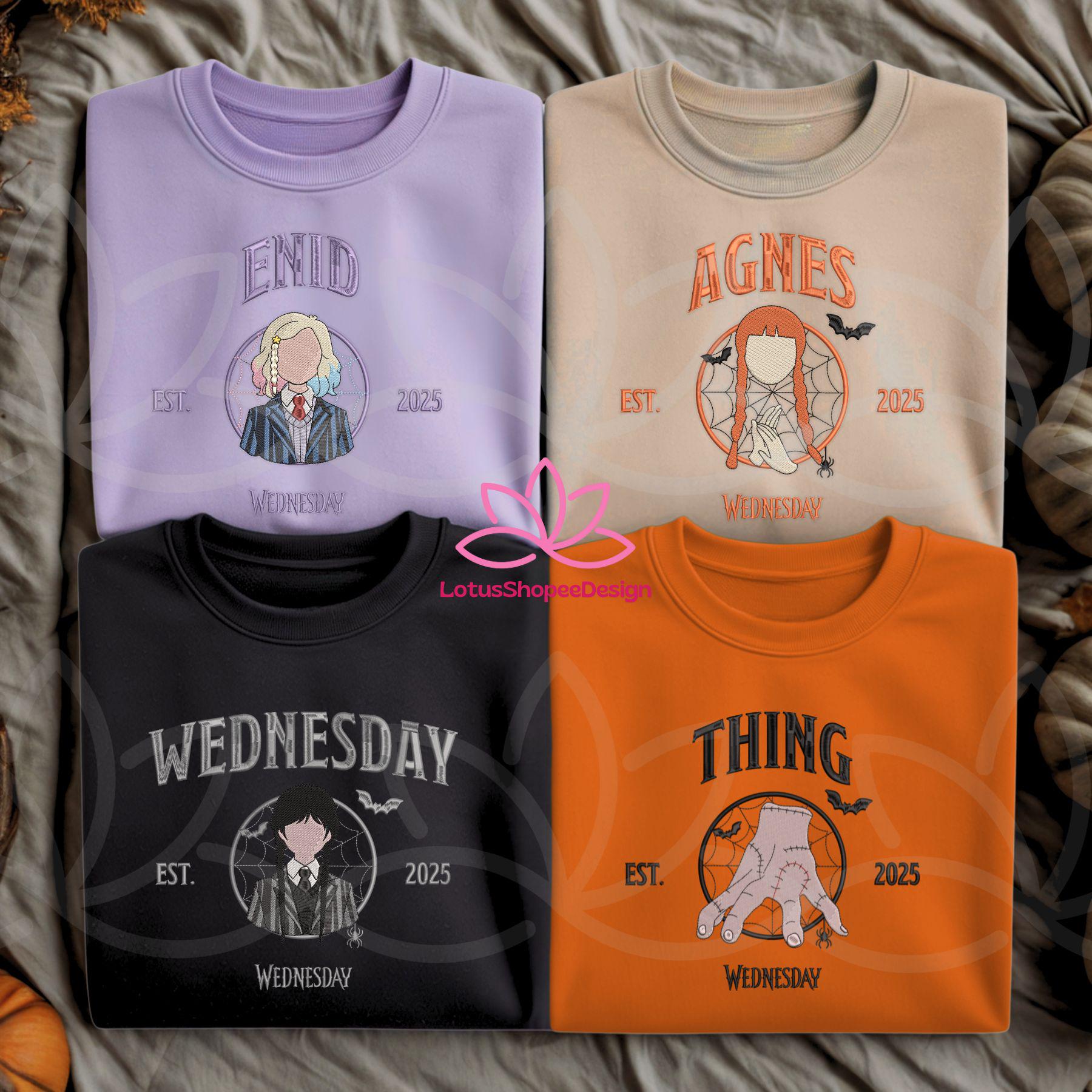 Embroidered Custom Wedsday Halloween Shirt Personalized Characters Sweatshirt