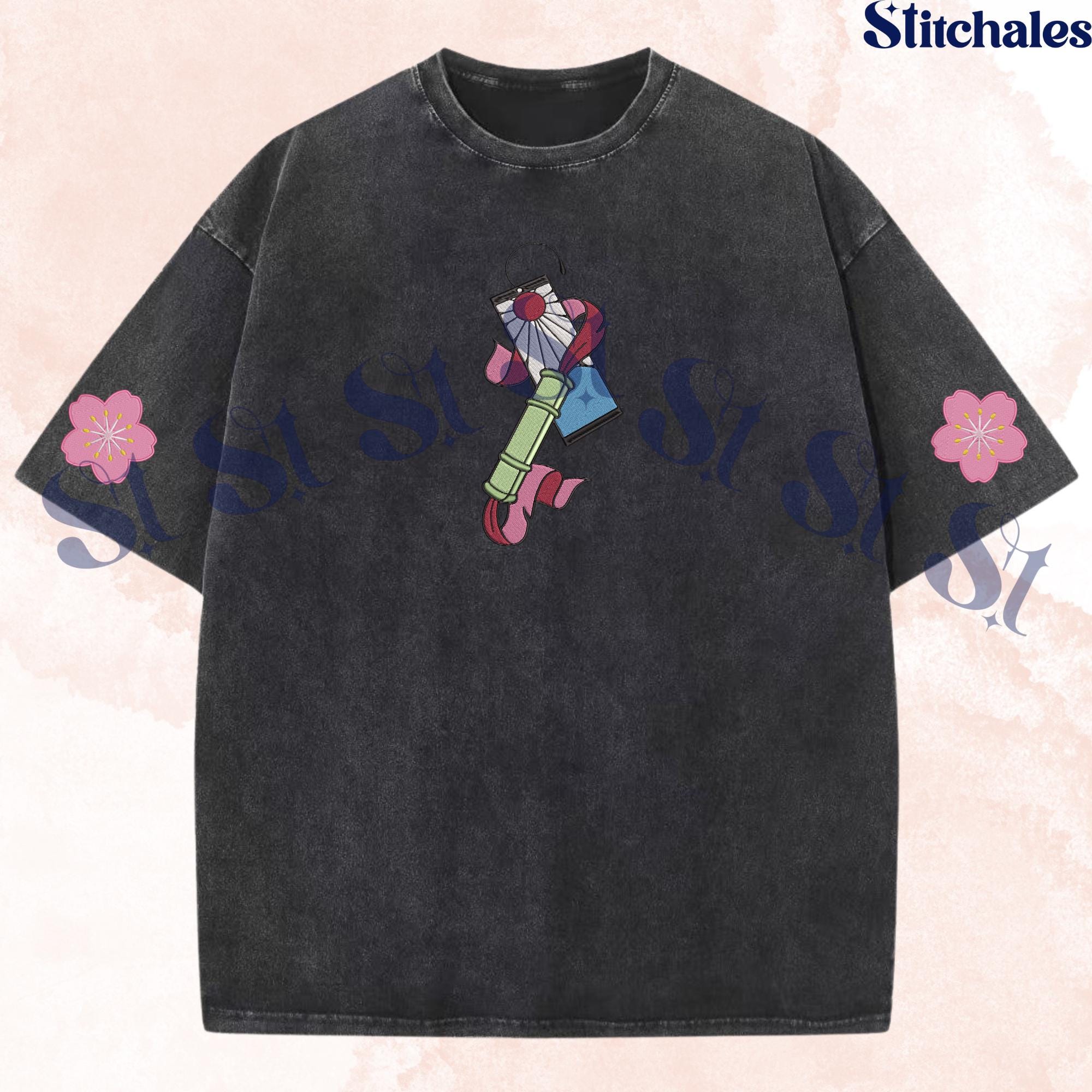 Kamado Nezuko - Embroidered Demon Slayer Washed Shirt, Demon Art - Exploding Blood-Inspired Design