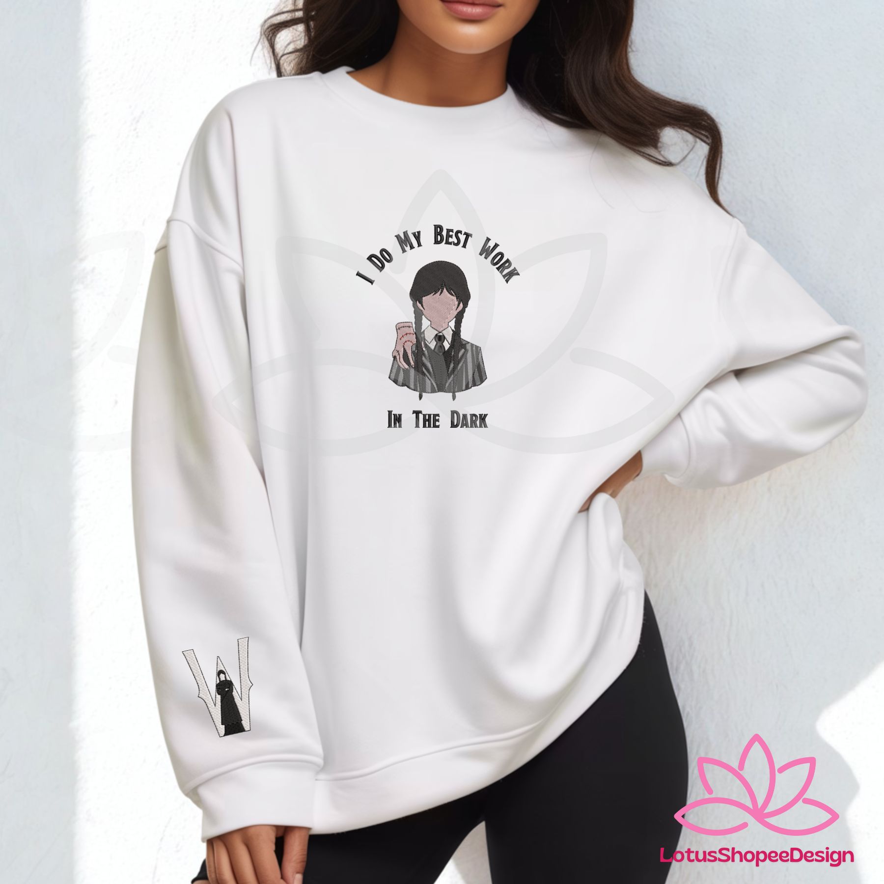 Wednesday Halloween I’ll Do My Best Work In The Dark Embroidered Sweatshirt