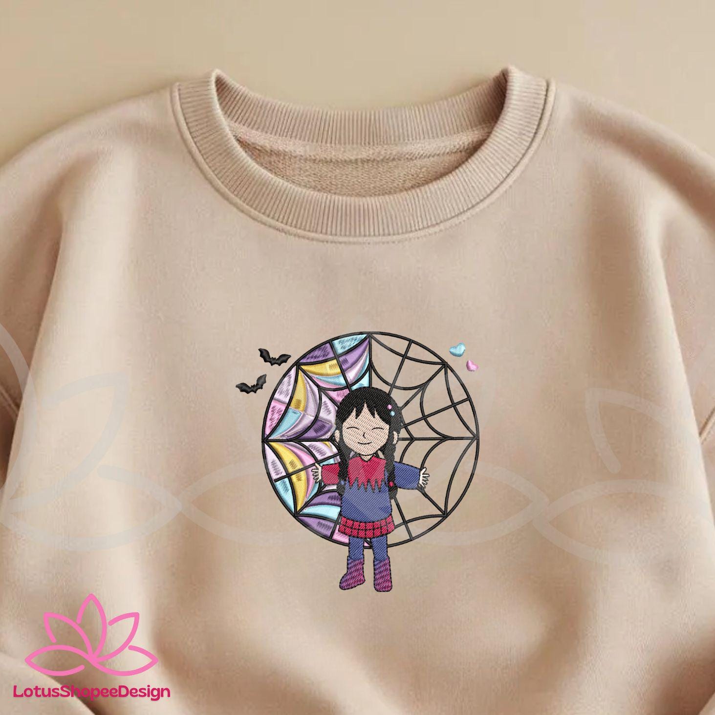 Cute Wedsday Swapped Halloween Embroidered Sweatshirt Characters Cute Wedsday Swapped Halloween Embroidered Sweatshirt Characters