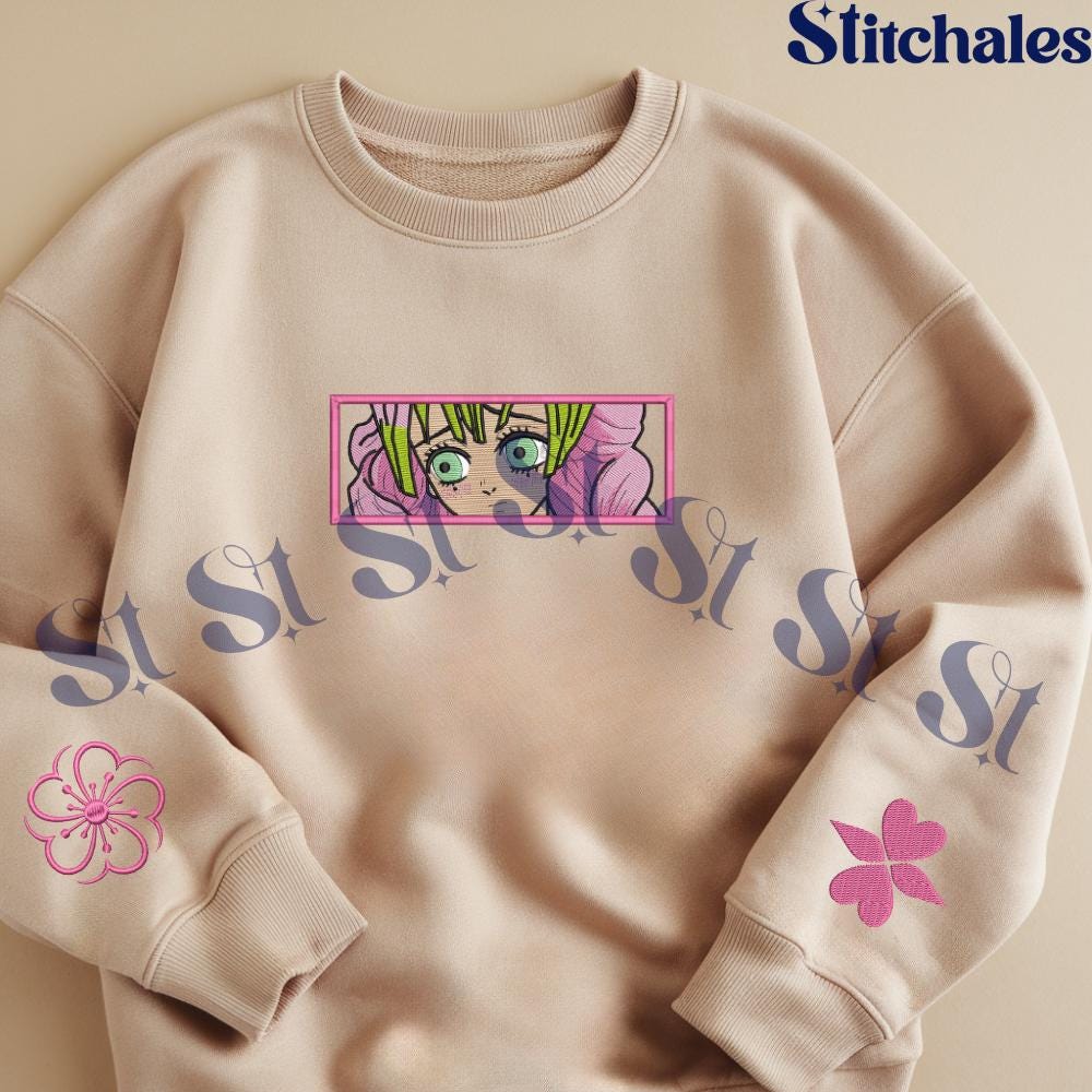 Mitsuri – Embroidered Demon Slayer Washed Shirt Love Breathing First Form Shivers Of