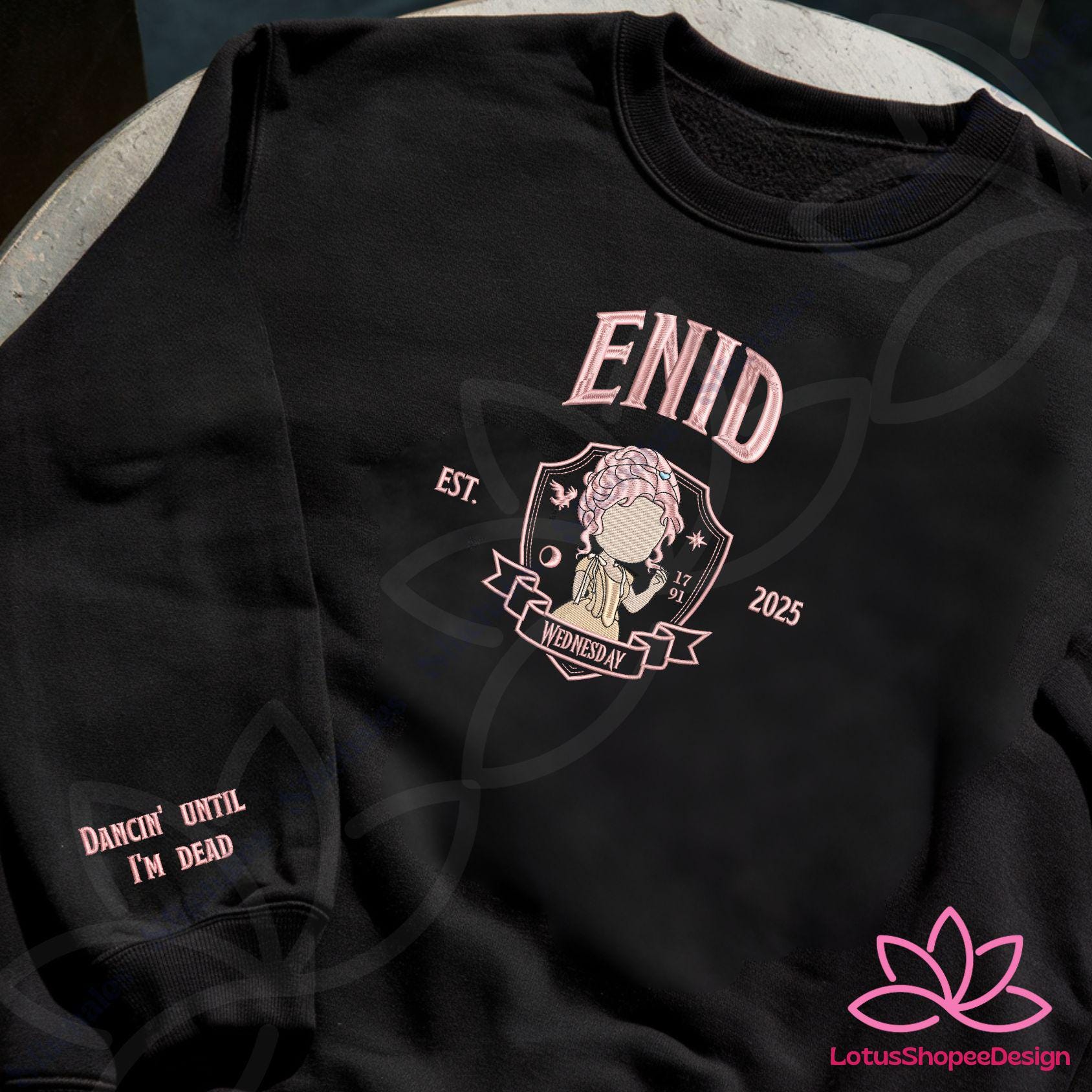 Custom Wedsday Party Halloween Embroidered Sweatshirt Persionalized Characters Shirt Custom Wedsday Party Halloween Embroidered Sweatshirt Persionalized Characters Shirt