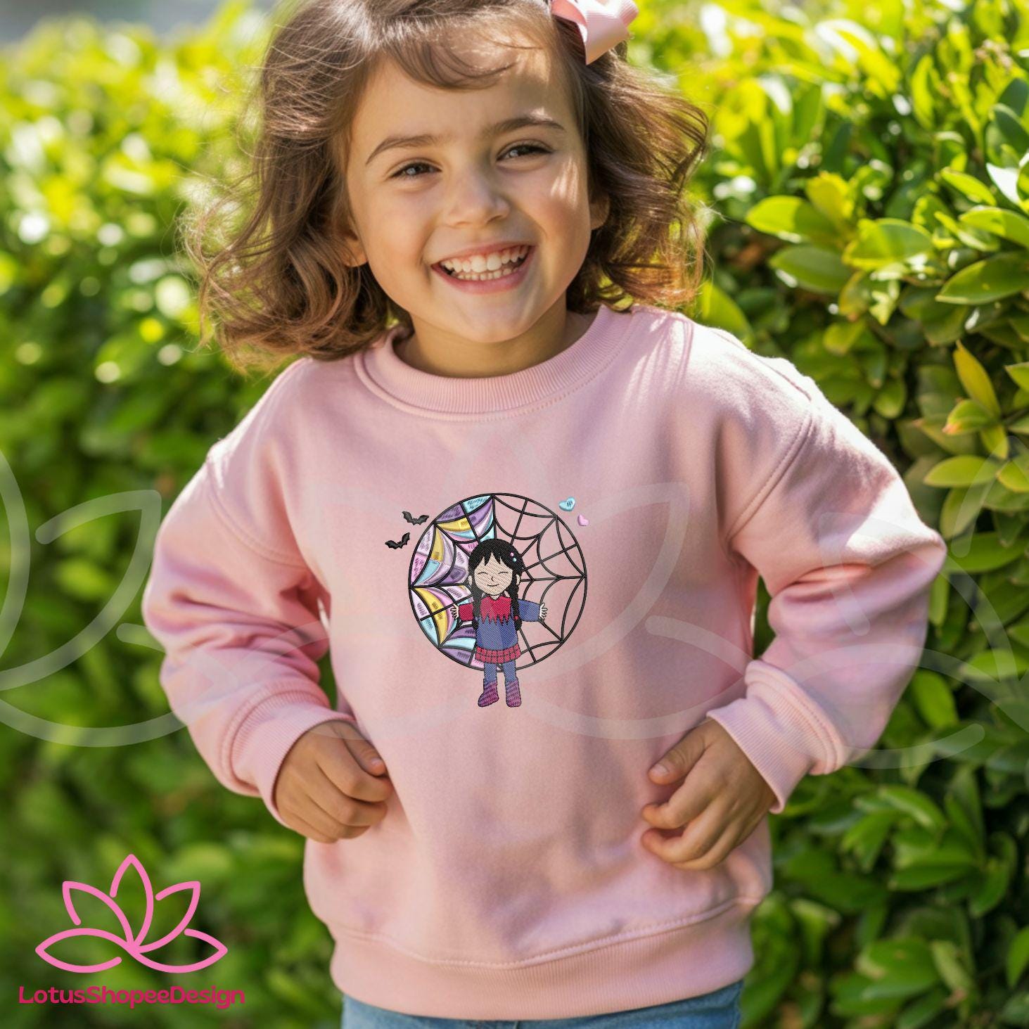 Cute Wedsday Swapped Halloween Embroidered Sweatshirt Characters Cute Wedsday Swapped Halloween Embroidered Sweatshirt Characters