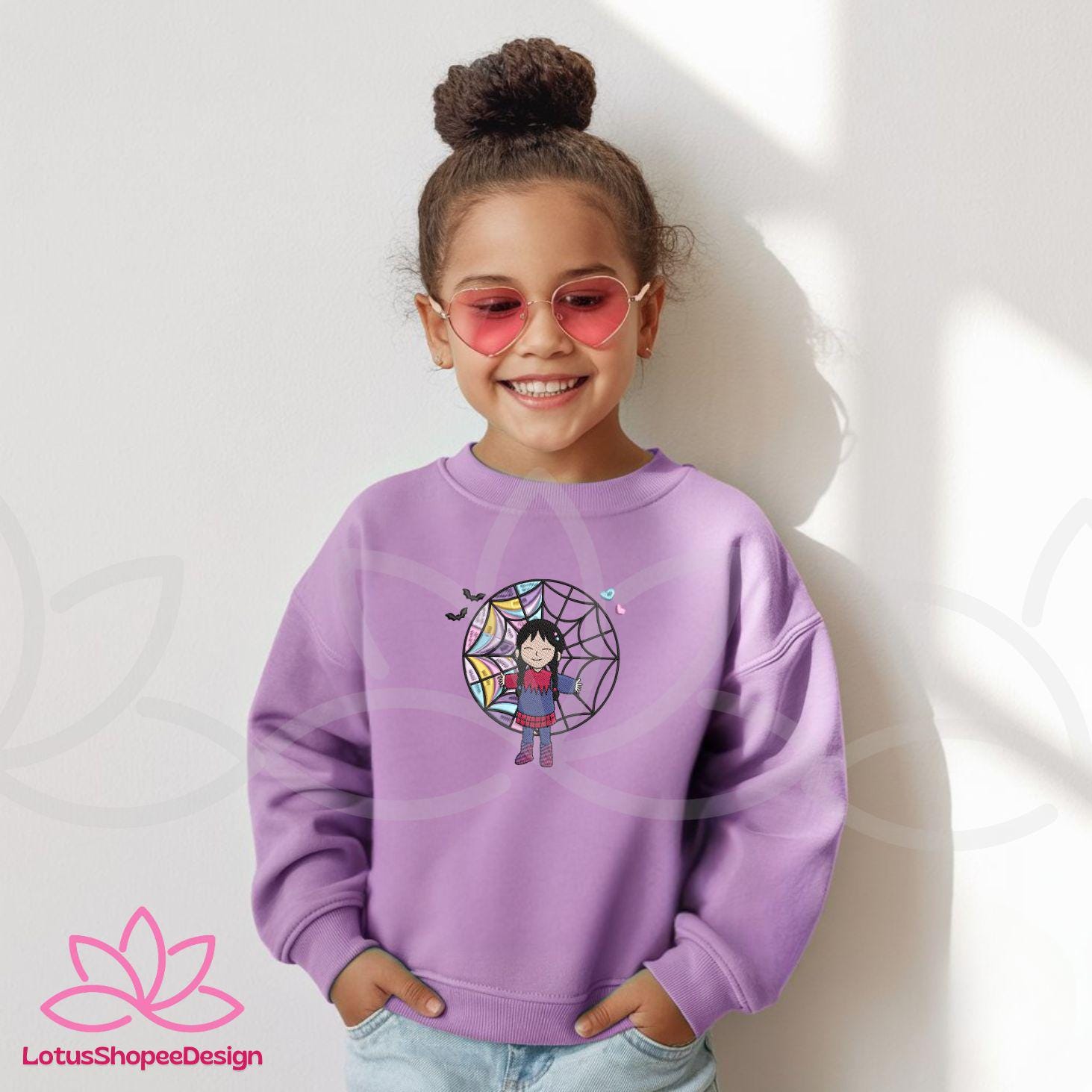 Cute Wedsday Swapped Halloween Embroidered Sweatshirt Characters Cute Wedsday Swapped Halloween Embroidered Sweatshirt Characters