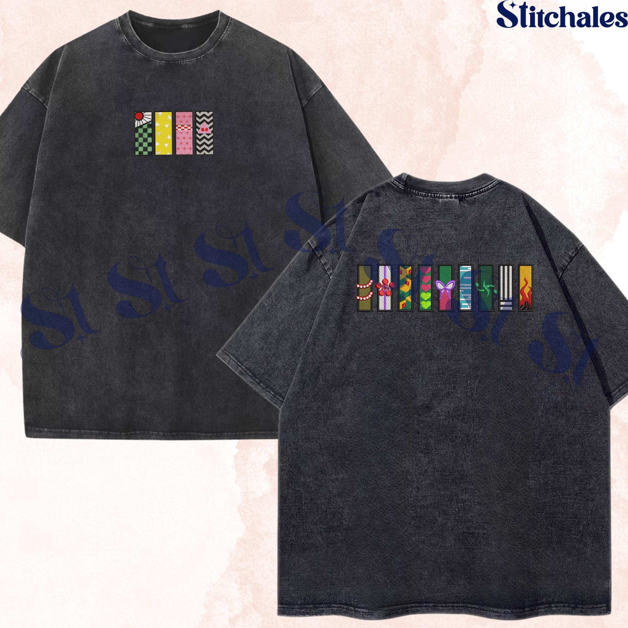Embroidered Anime Washed Shirt Demon Killer T-Shirt Hashira – Corps Design Unique Breathing Skill Gifts For Lovers