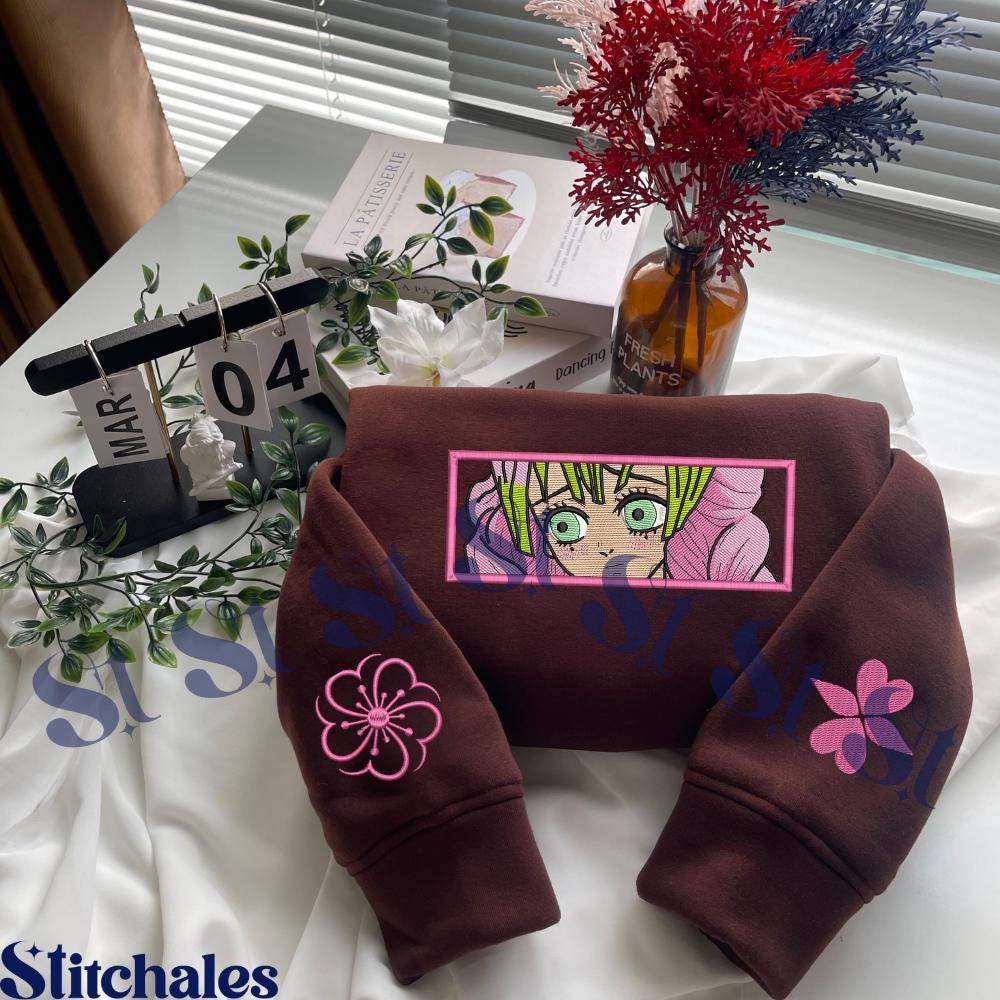 Mitsuri – Embroidered Demon Slayer Washed Shirt Love Breathing First Form Shivers Of First Love