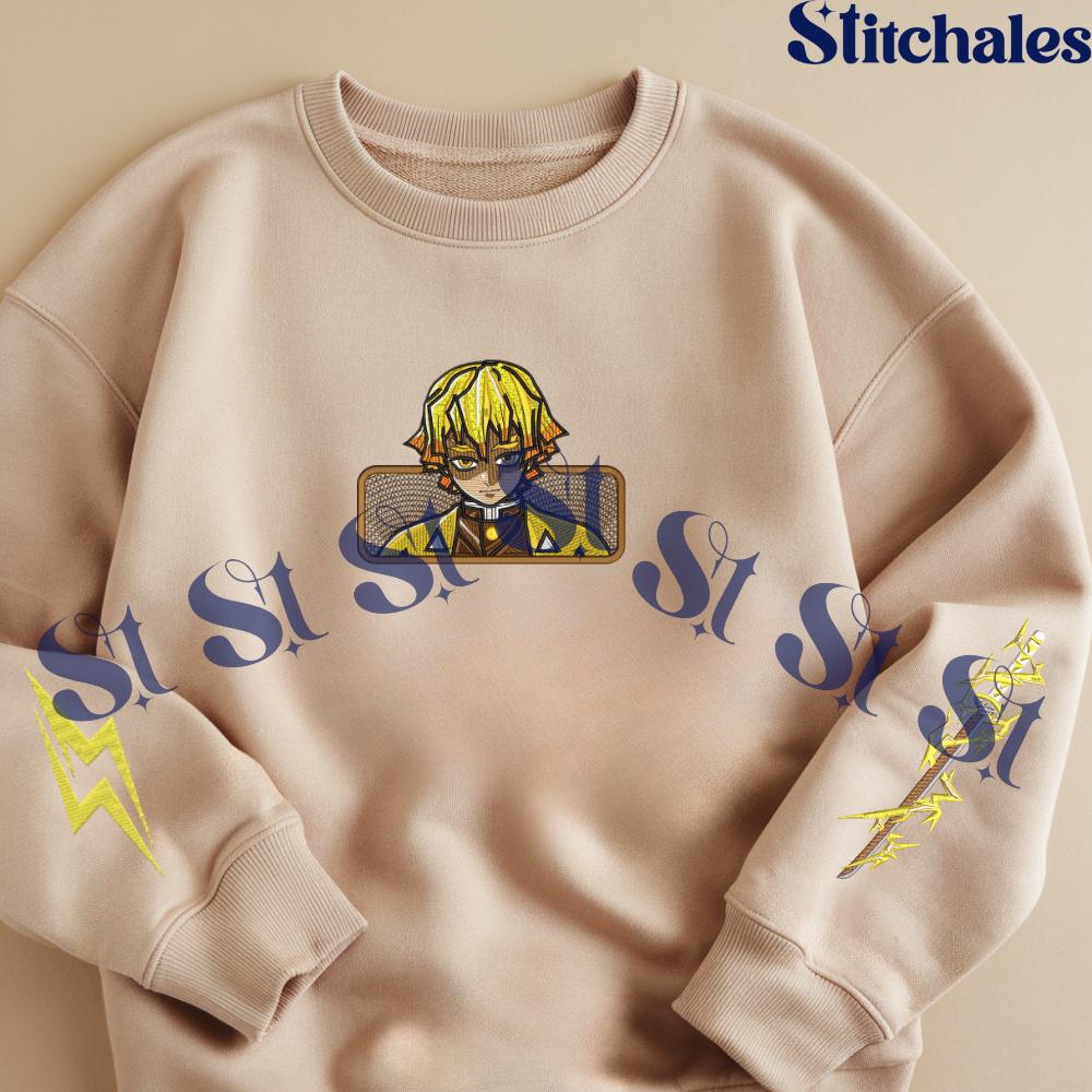 Embroidered Demon Slayer Sweatshirt Zenitsu - Thunder Breathing Hoodie Perfect Gifts For KnY Lovers Embroidered Demon Slayer Sweatshirt Zenitsu - Thunder Breathing Hoodie Perfect Gifts For KnY Lovers