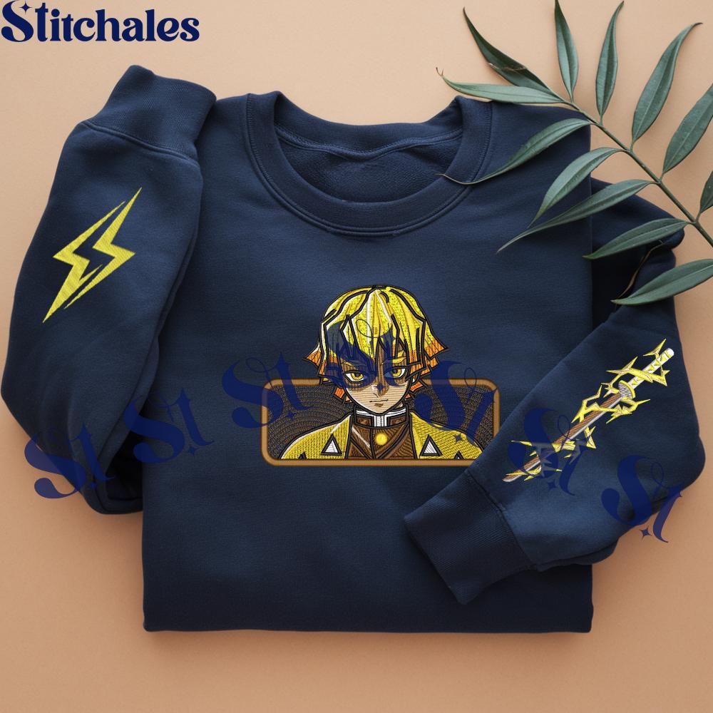 Embroidered Demon Slayer Sweatshirt Zenitsu - Thunder Breathing Hoodie Perfect Gifts For KnY Lovers Embroidered Demon Slayer Sweatshirt Zenitsu - Thunder Breathing Hoodie Perfect Gifts For KnY Lovers