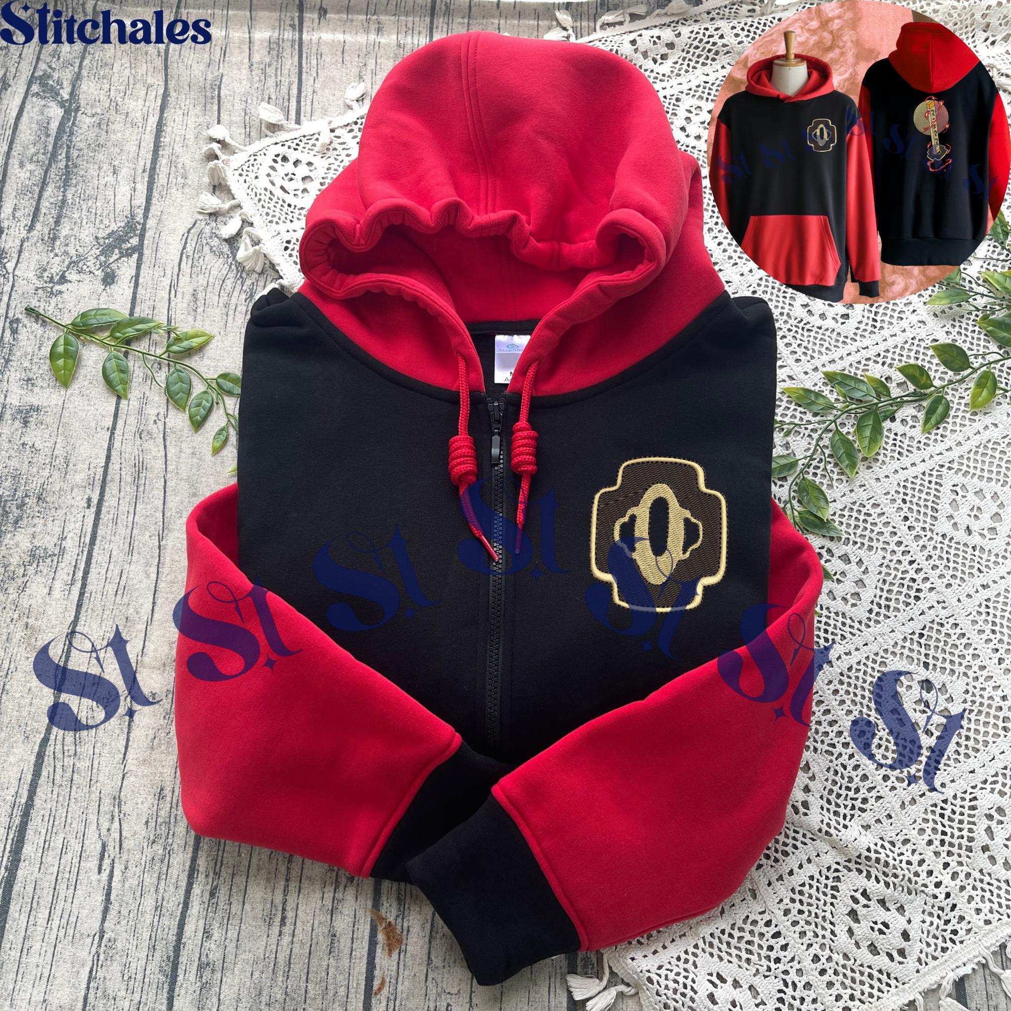Embroidered Demon Slayer Zip Hoodie: Tanjiro – Sun Breathing Color Block Kimetsu No Yaiba Bomber For Him