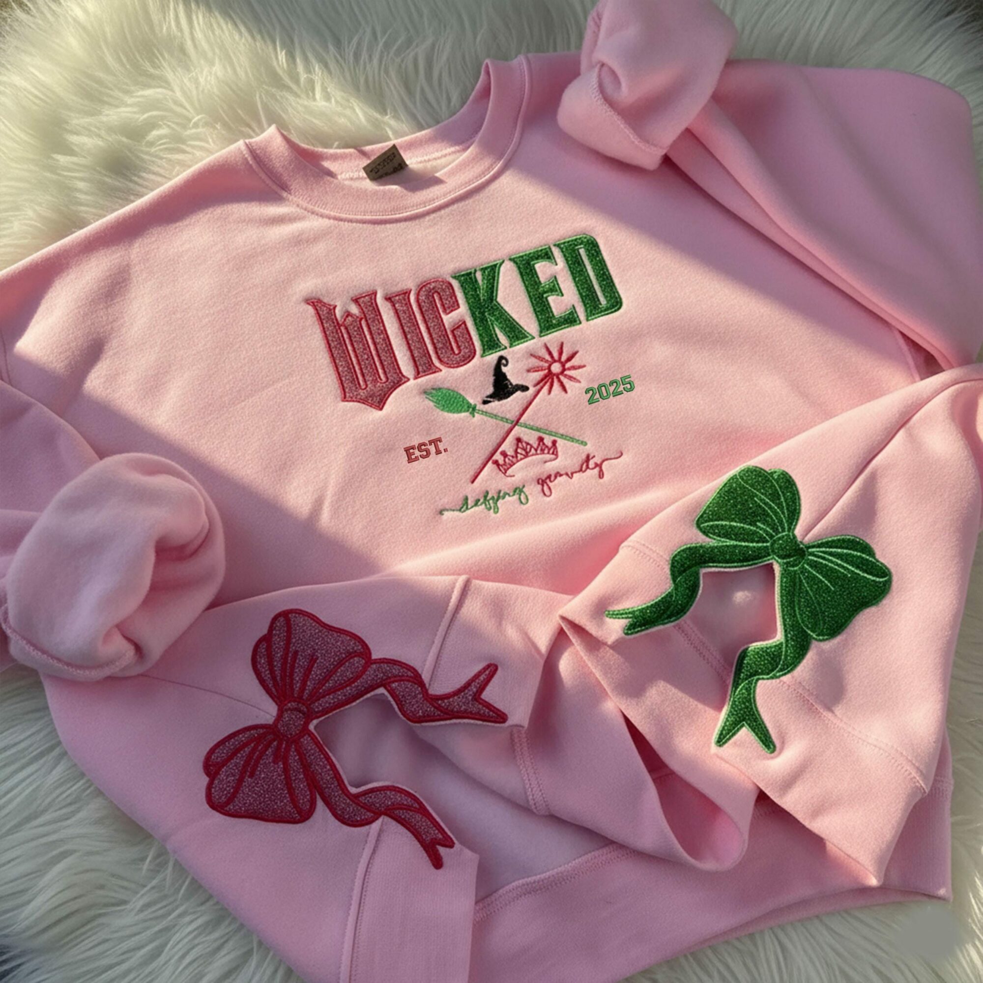 Custom Wicked Glitter Embroidered Sweatshirt: Defying Gravity Hoodie, Christmas Gifts for Her