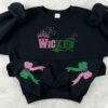 Wicked Glitter Embroidered Sweatshirt: Defying Gravity Side Bows Hoodie Christmas Gifts For Her