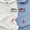 Custom Couple Minnie Mickey Embroidered Sweatshirt Initials With Heart On Sleeve Wedding Anniversary Gift
