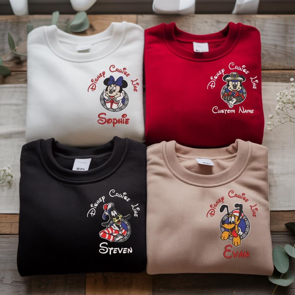 Customized Disney Cruise Line Embroidered Shirt Personalised Name 2026 Hoodies Mickey & Minnie New Year