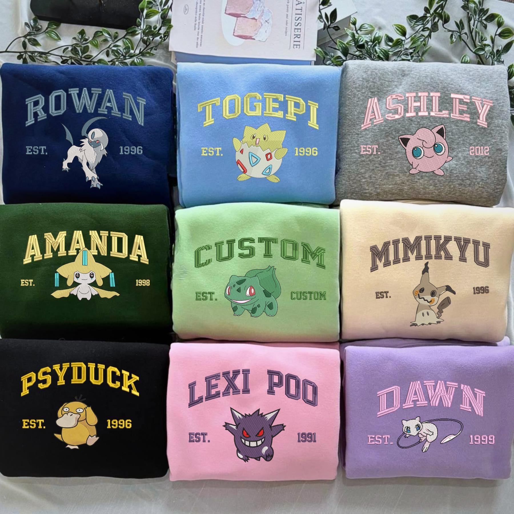 Embroidery Custom PKM Sweatshirt Name And Year University Shirt Organic Cotton Anime Lover Gift