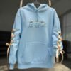 Embroidery Joteon PKM Ribbon Sweatshirt Eve Evolution Electric Flower Anime Hoodie Trendy Coquette Bow Gift For Fan