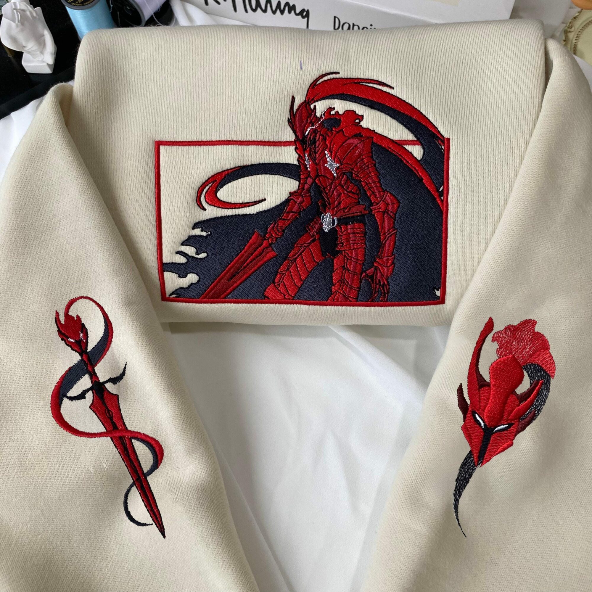 Embroidered Anime Sweatshirt, I Alone Level Up-Inspired Design, Monarch of Shadows Sweater, Double Dungeon Shirt, Gifts for Anime Lovers