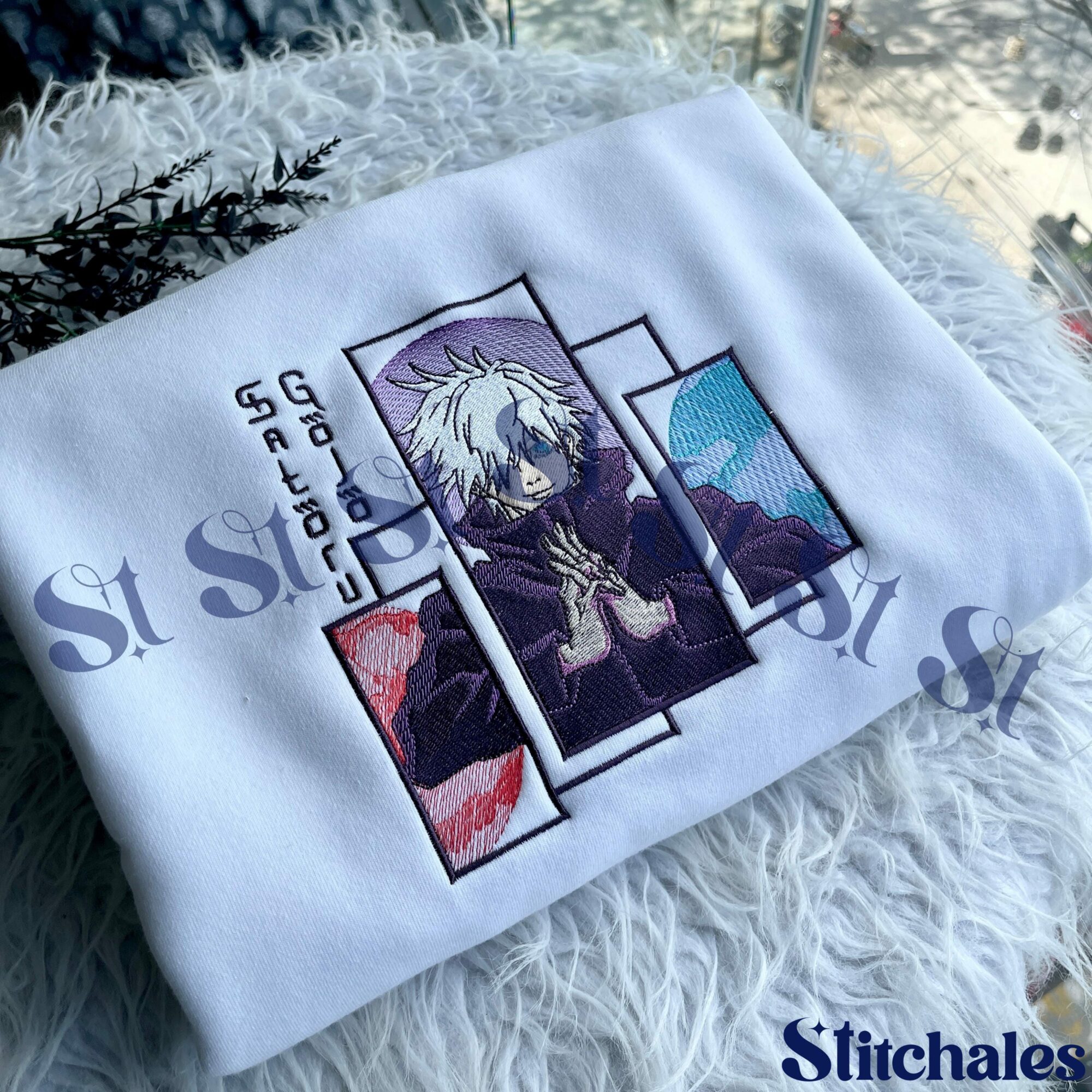 Embroidered Anime Sweatshirt: Limitless Cursed Technique - Six Eyes Hoodie, Gifts for JJK Lovers