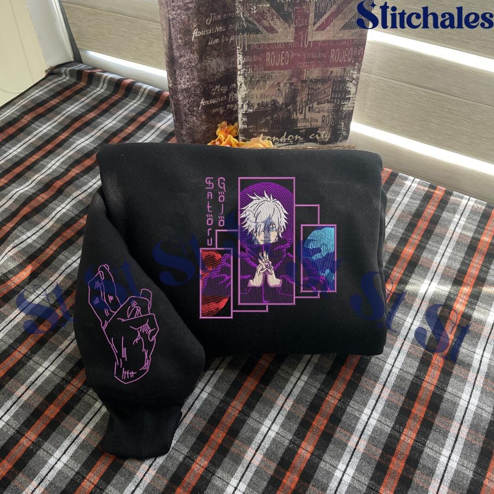 Embroidered Anime Sweatshirt: Limitless Cursed Technique - Six Eyes Hoodie, Gifts for JJK Lovers