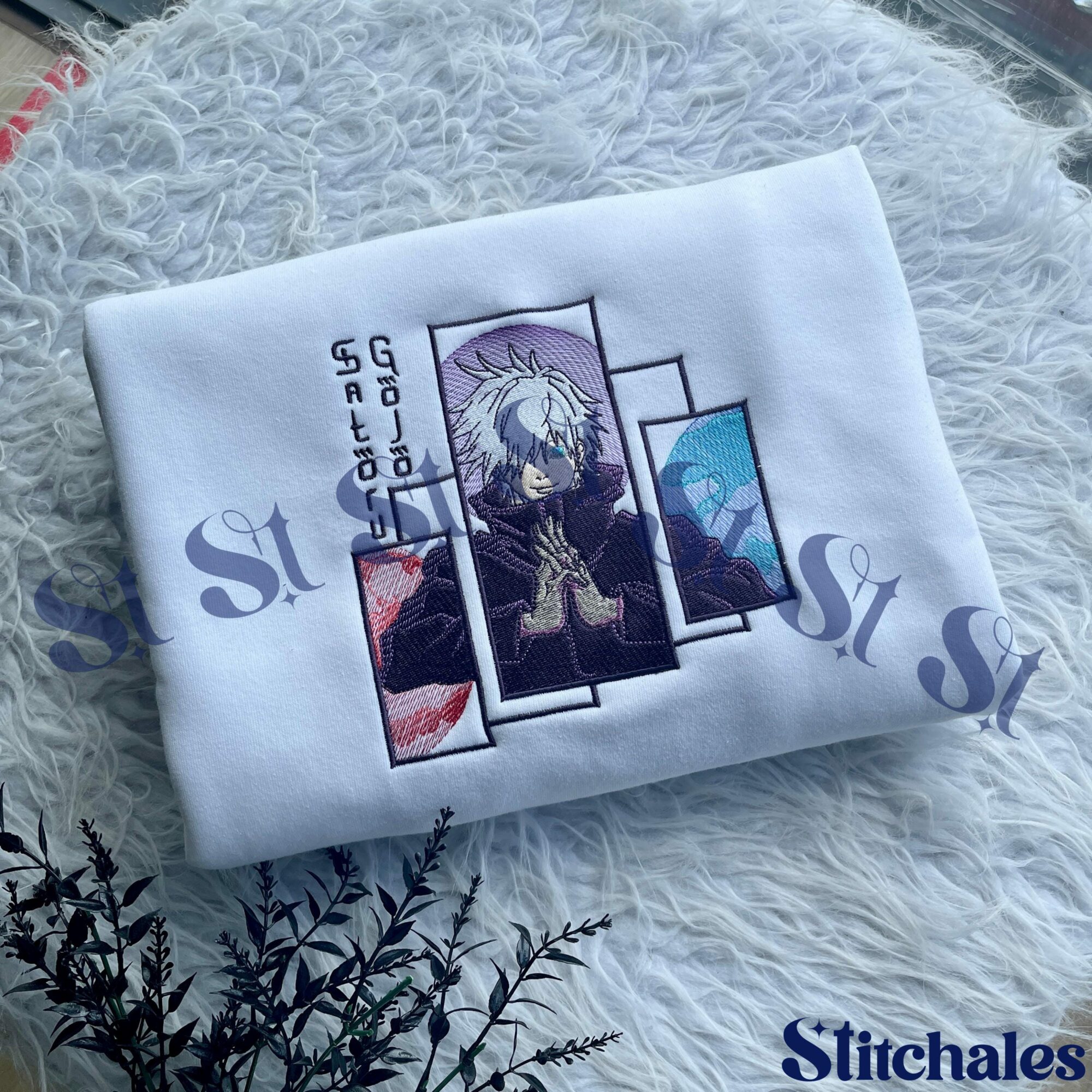 Embroidered Anime Sweatshirt: Limitless Cursed Technique - Six Eyes Hoodie, Gifts for JJK Lovers