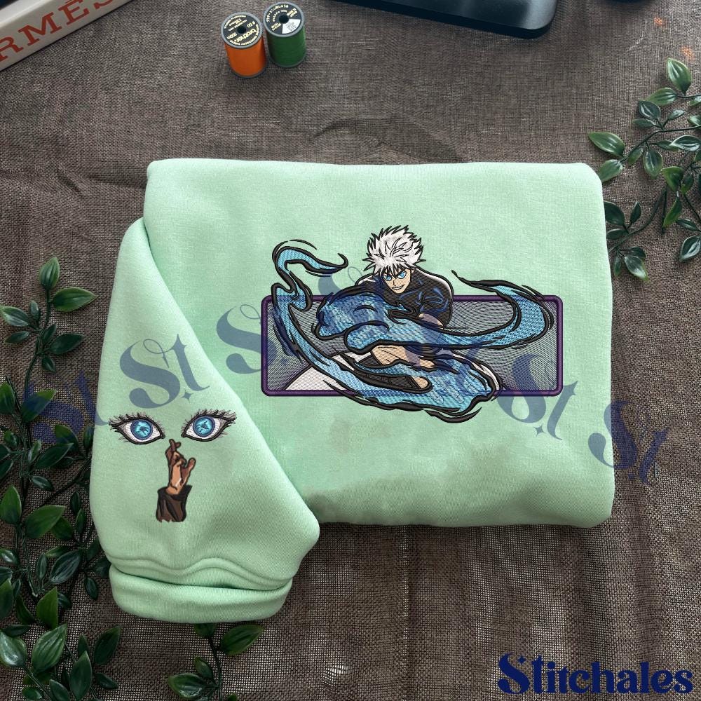 Embroidered Anime Sweatshirt: Limitless Cursed Technique – Six Eyes Hoodie Gifts For JJK Lovers