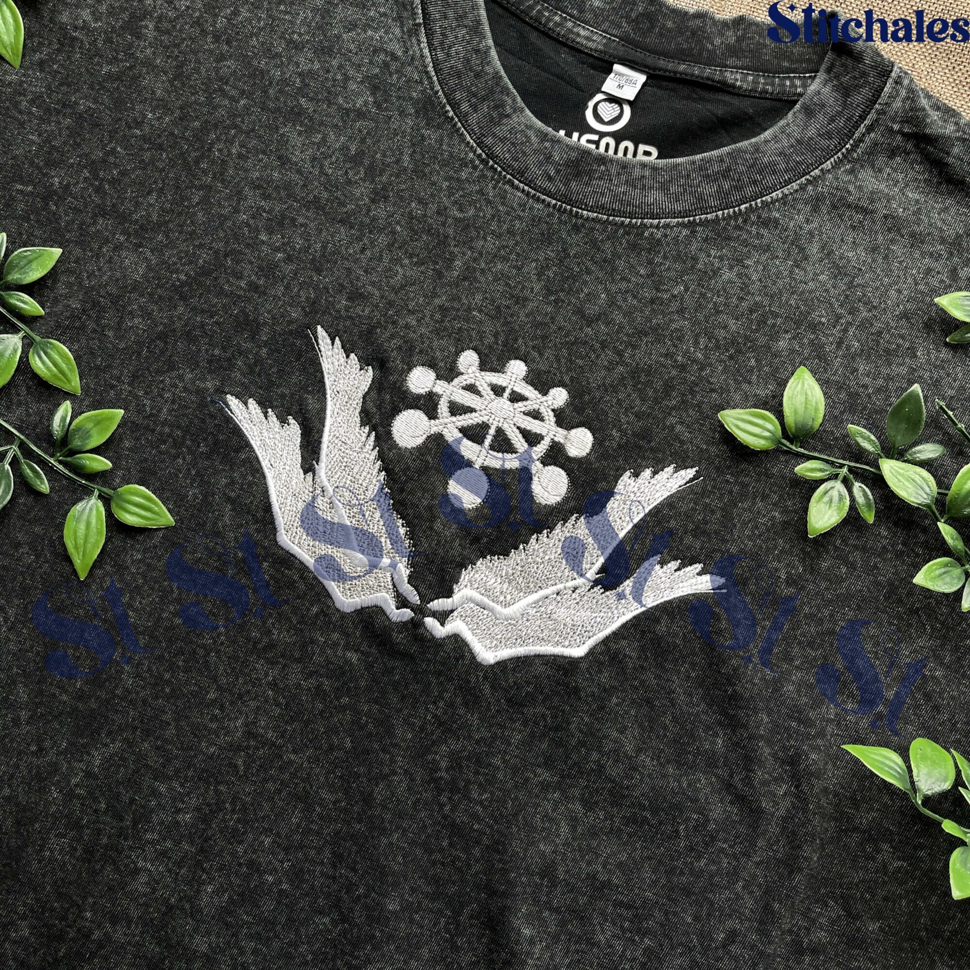 Embroidered Anime Washed Shirt: Sword Of Exorcism Ten Shadows Design Gifts For JJK Lovers