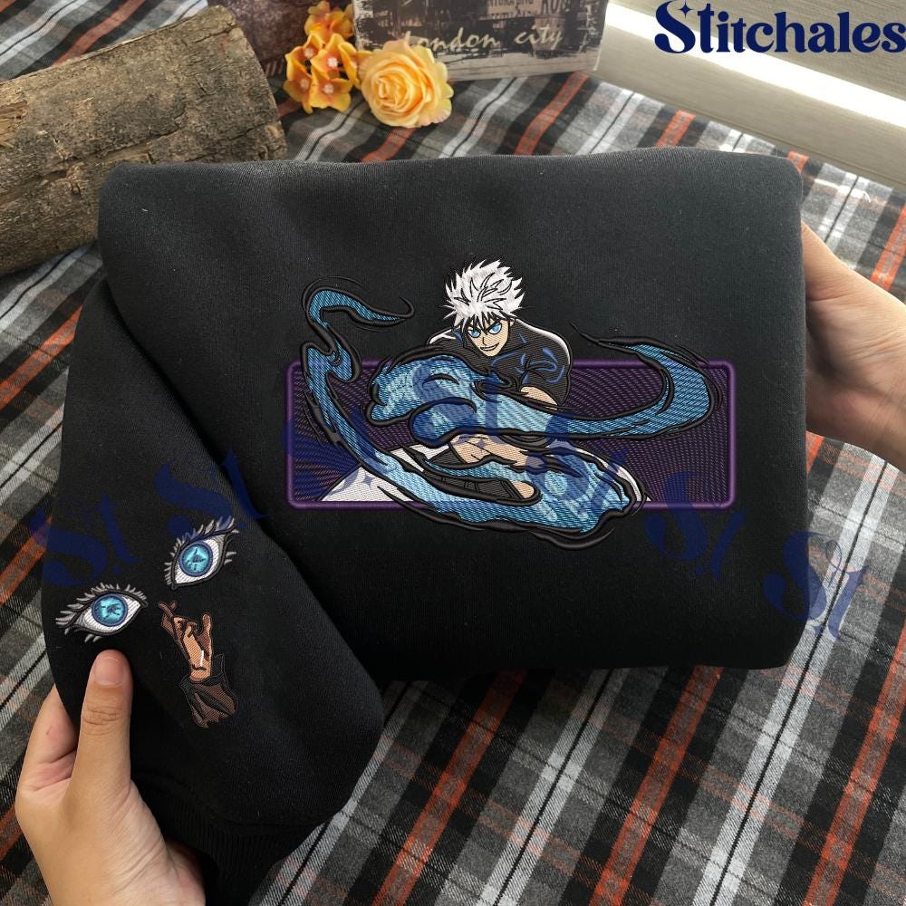 Embroidered Anime Sweatshirt: Limitless Cursed Technique – Six Eyes Hoodie Gifts For JJK Lovers