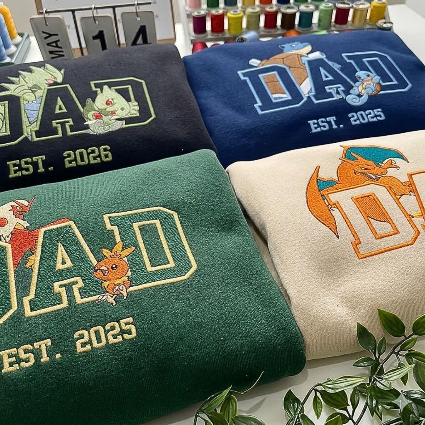 PokaDad Custom Embroidered Shirt Persionalized Anime Characters Sweatshirt Father’s Day Gift Birthday For Dad Pocket Beast