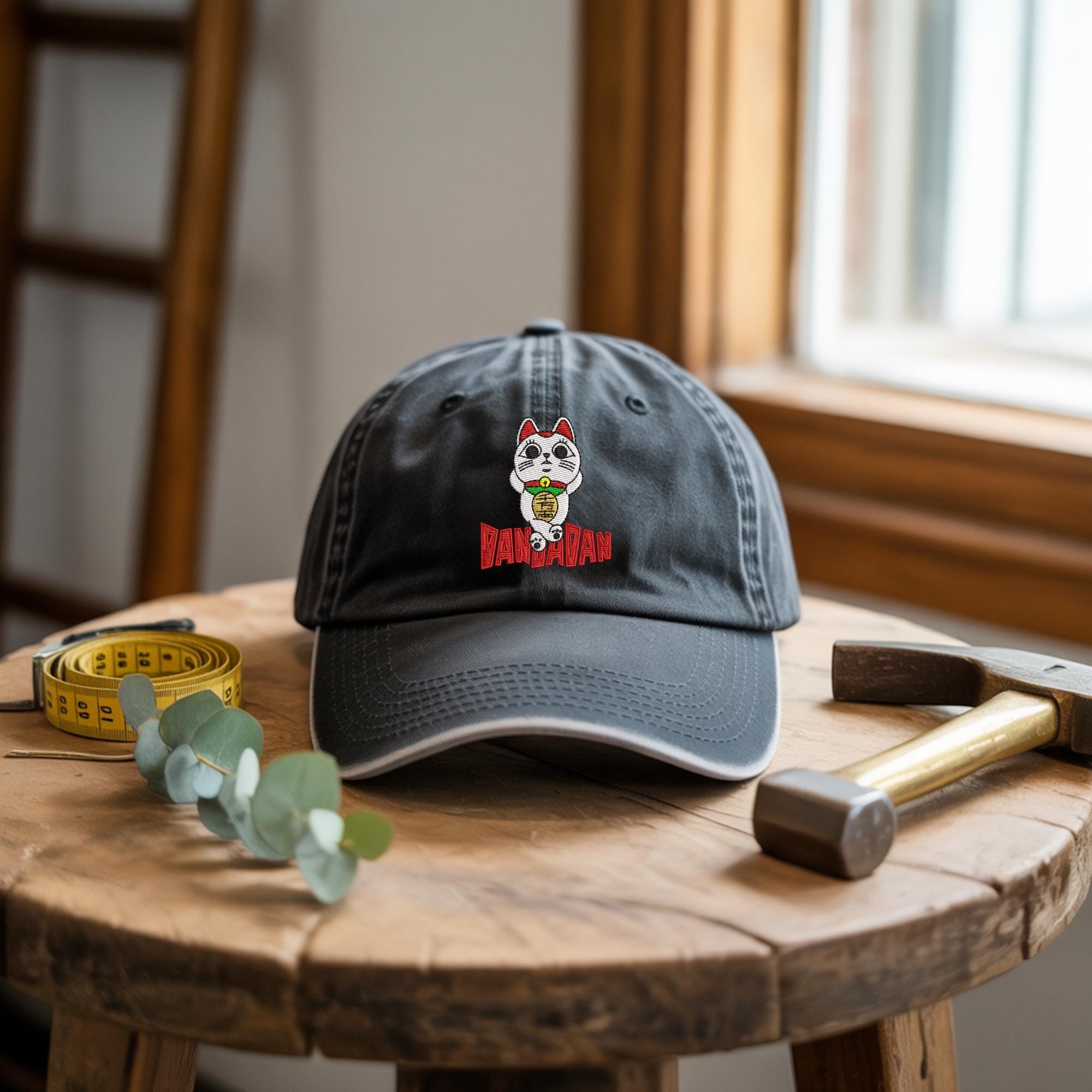 Embroidered Anime Alien Ghost Hat: Organic Cotton Seiko Turbo Cap