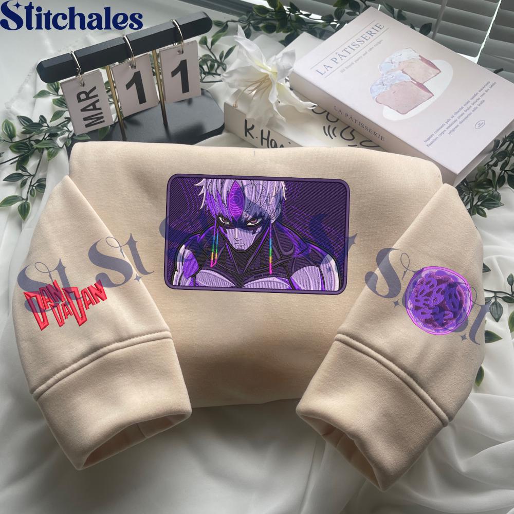 Embroidered Anime Sweatshirt: Alien Yokai & Evil Eye Design