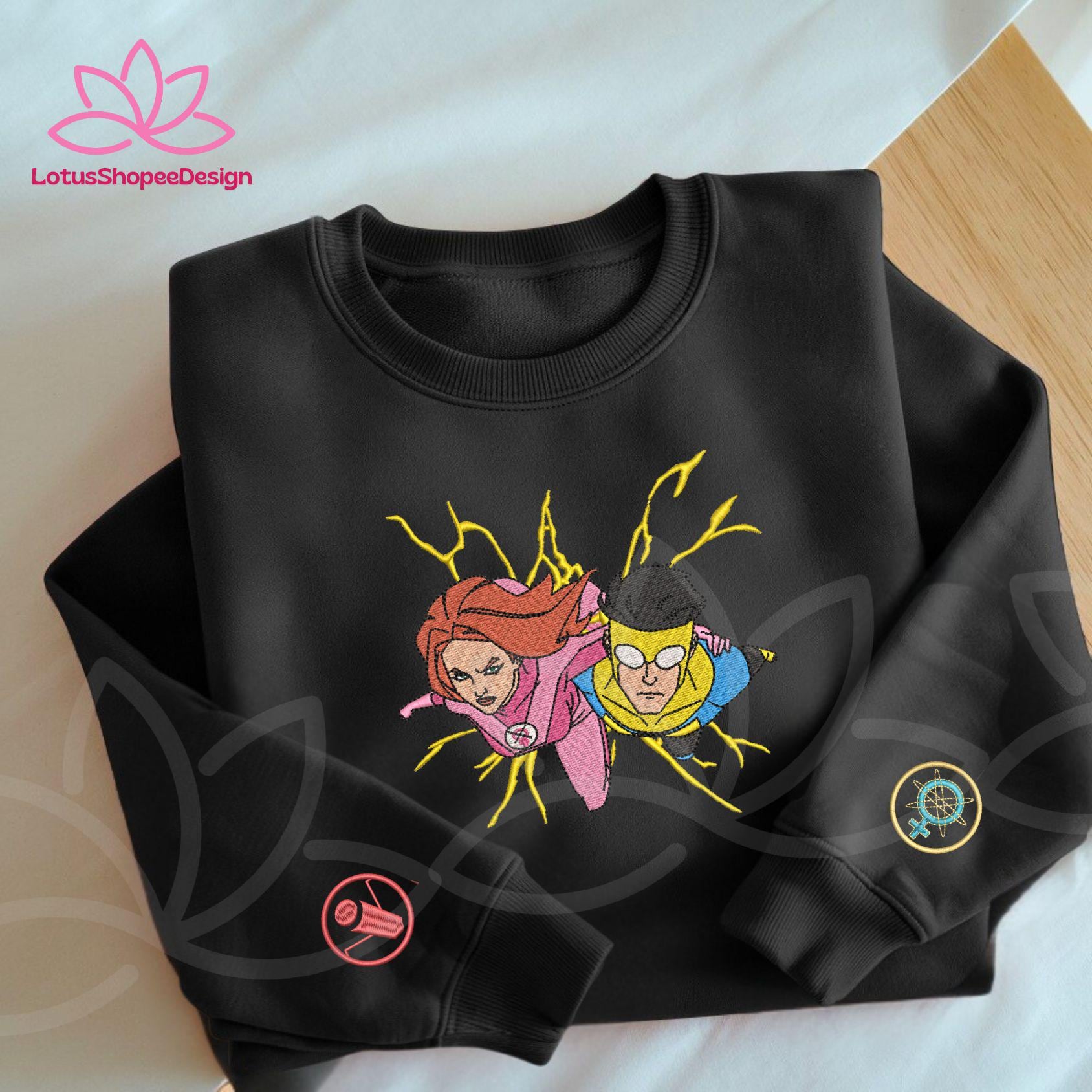 Invincble Aton Comic Cotton Embroidered Sweatshirt Studio Hero Movie Shirt Matching Couple Symbol On Sleeve Fan Gift