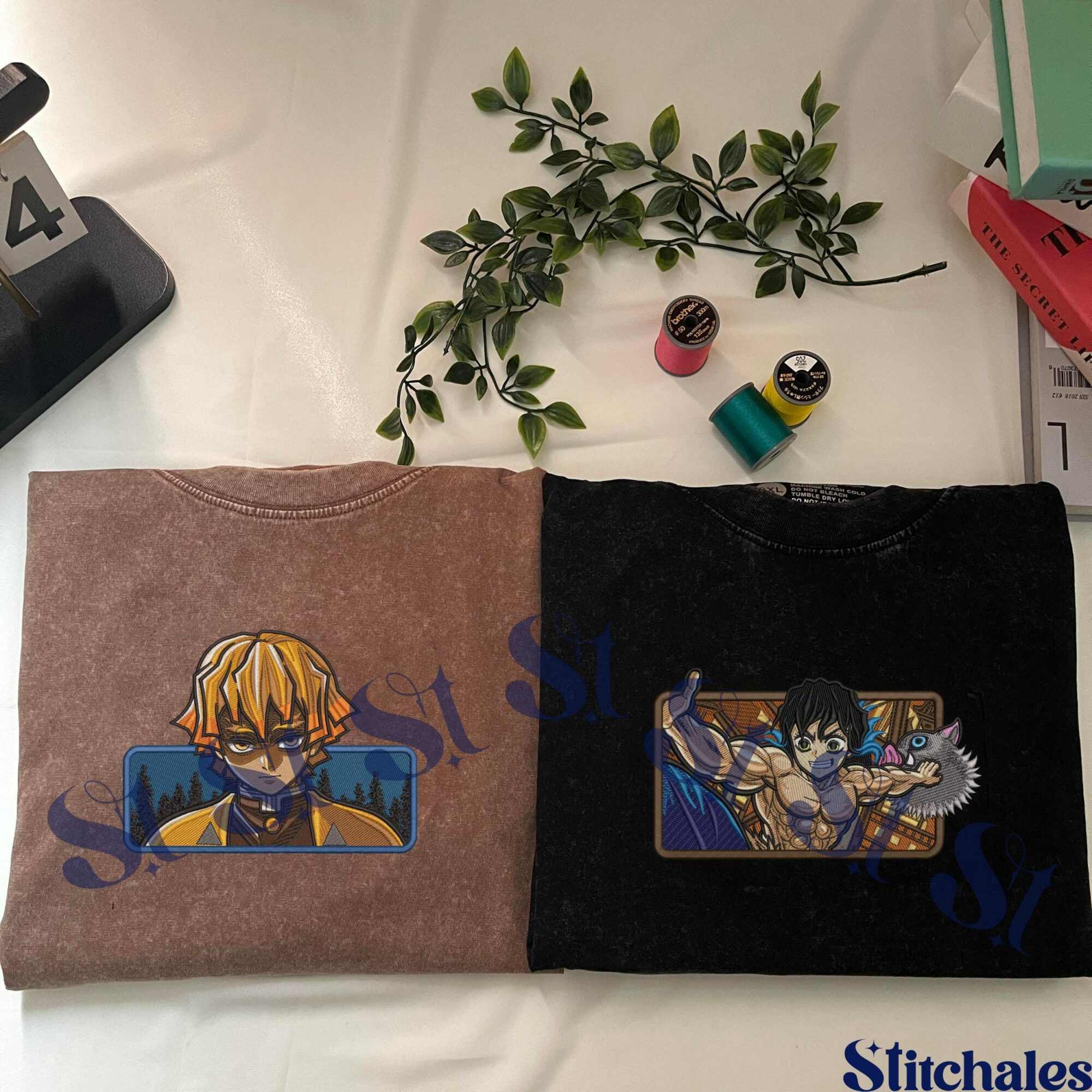 Embroidered Anime Washed Shirt Demon Killer T-Shirt Upper Rank Demons Design Infinity Castle Inspired Perfect Gifts For KnY Lovers