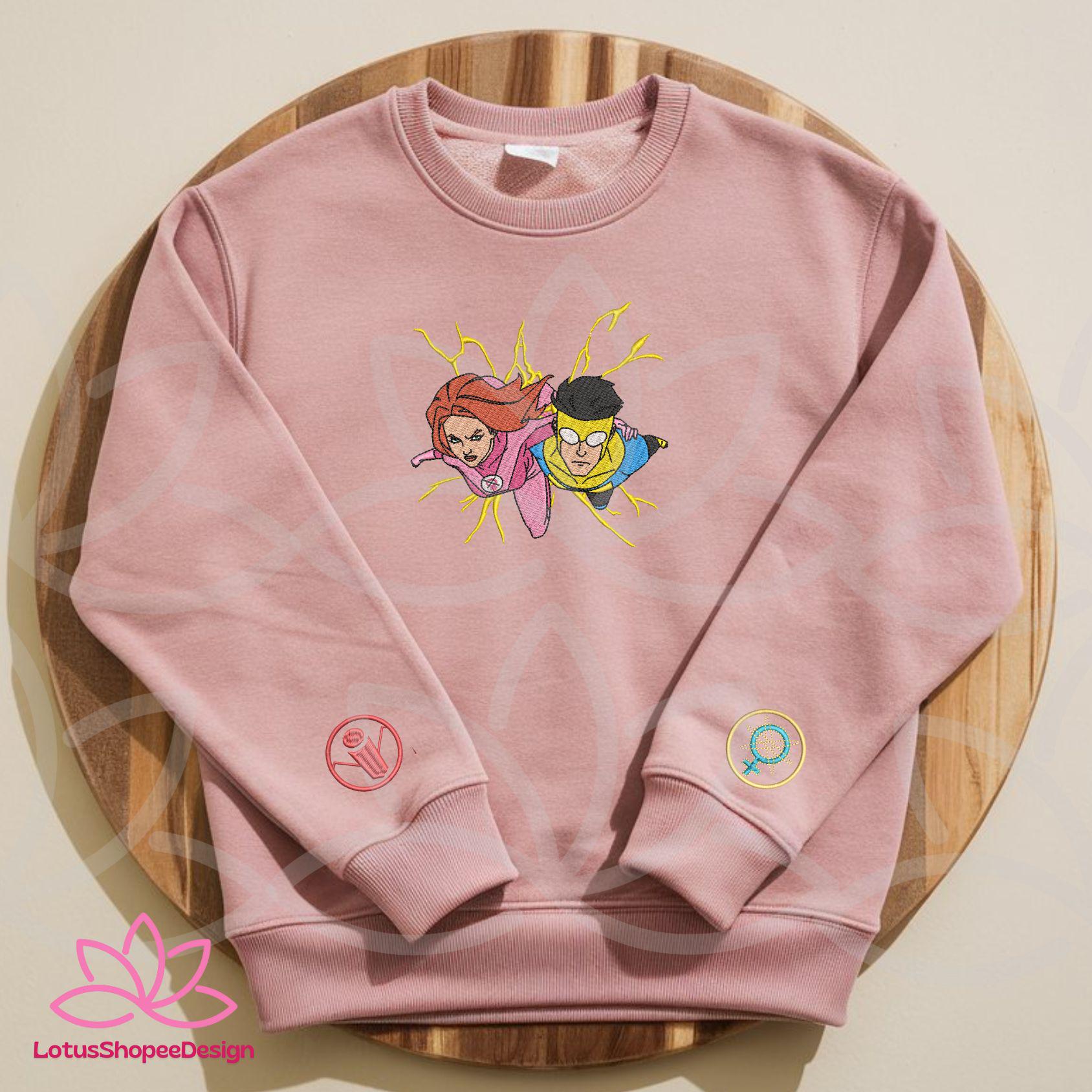 Invincble Aton Comic Cotton Embroidered Sweatshirt Studio Hero Movie Shirt Matching Couple Symbol On Sleeve Fan Gift