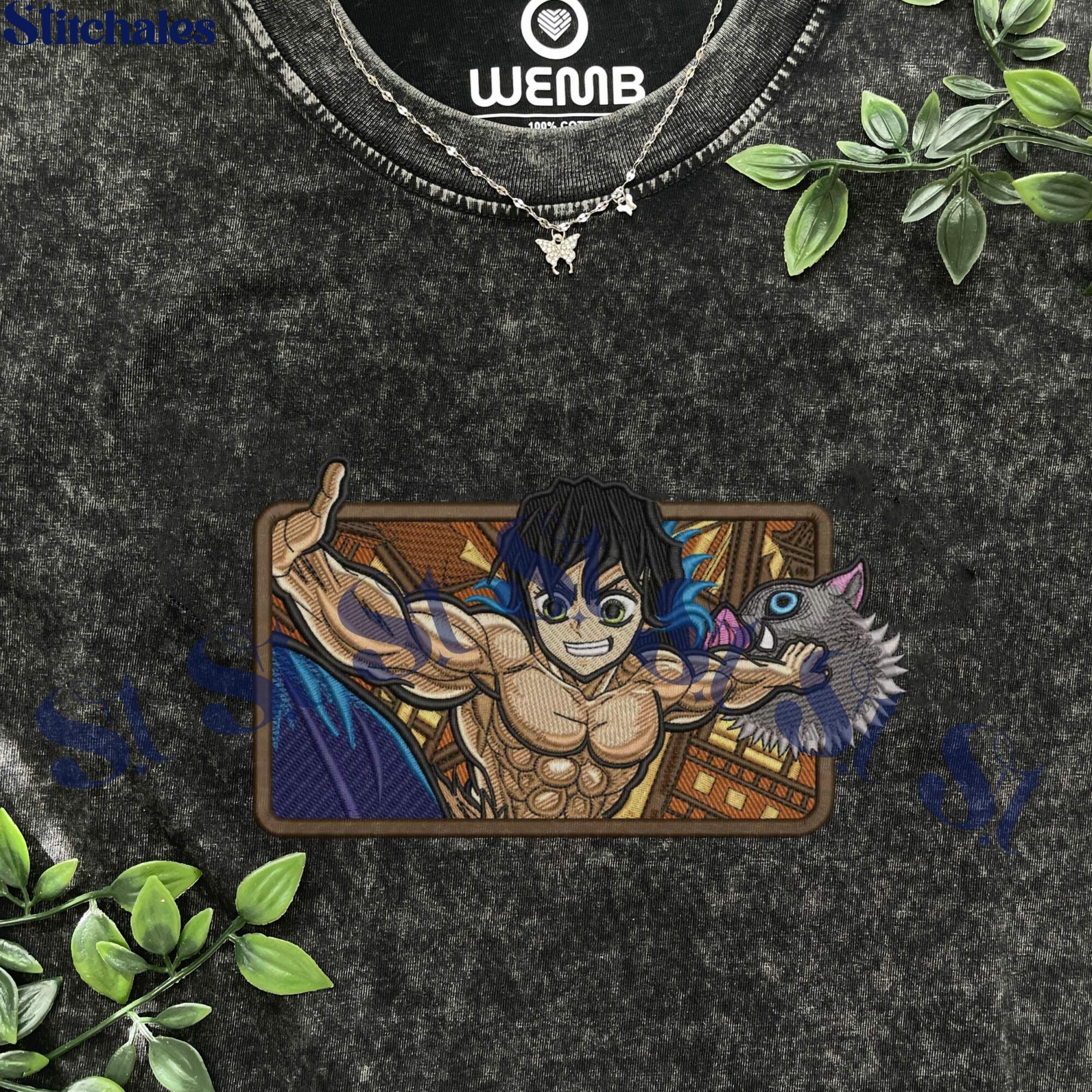 Embroidered Anime Washed Shirt, Demon Killer T-Shirt, Upper Rank Demons Design, Infinity Castle Inspired Shirt, Perfect Gifts for KnY Lovers