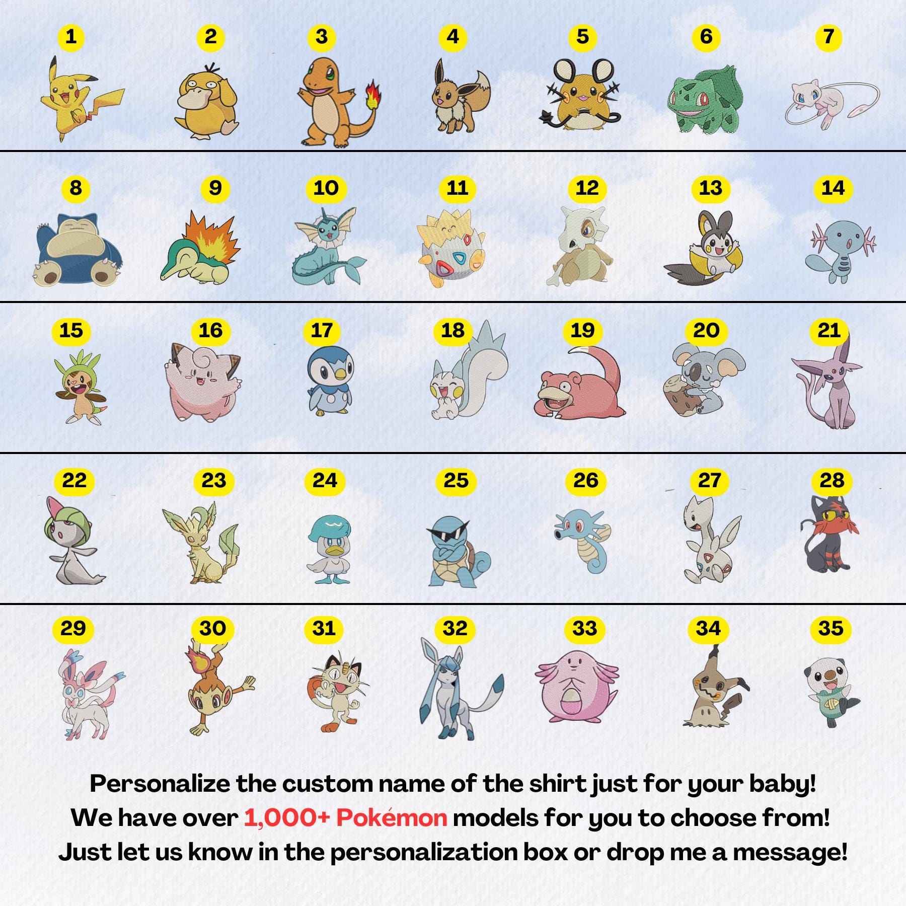 Personalized Poke Birthday Embroidered Sweatshirt Family Matching Shirt Custom Name And Age Pkm Gift For PKM Fan