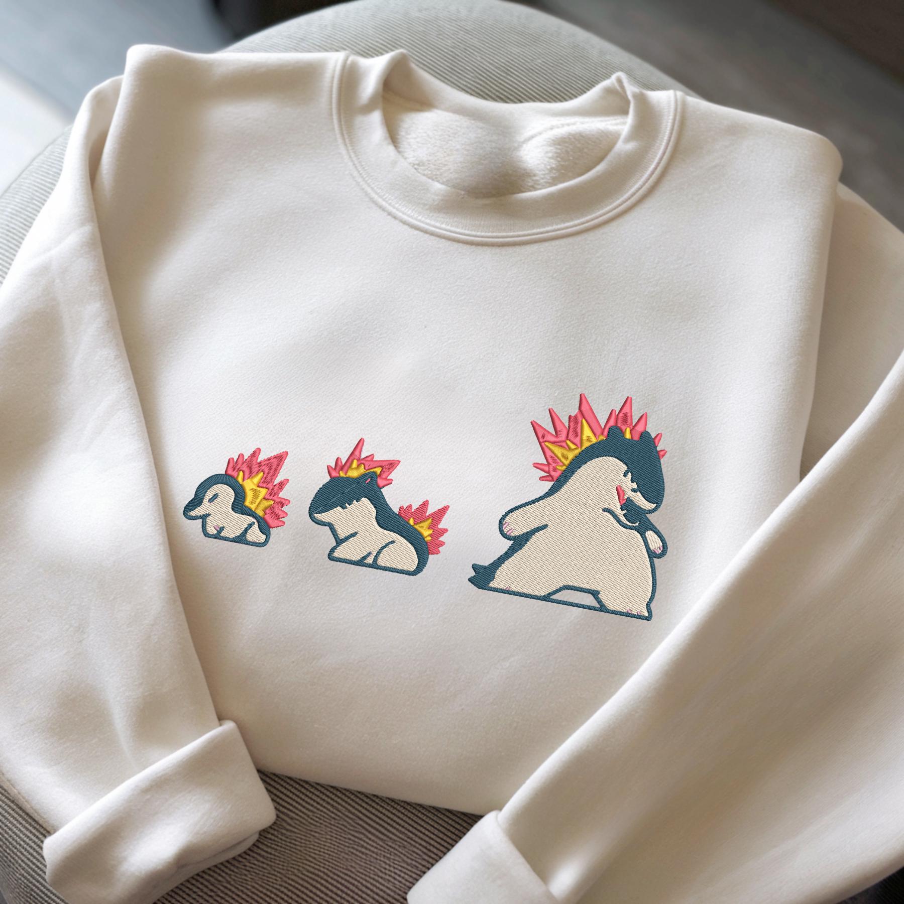 Embroidery Fire Mouse PKM Sweatshirt Cindaqui Evolution 0155-0157 Anime Tshirt University Shirt Gift For Fan Embroidery Fire Mouse PKM Sweatshirt Cindaqui Evolution 0155-0157 Anime Tshirt University Shirt Gift For Fan