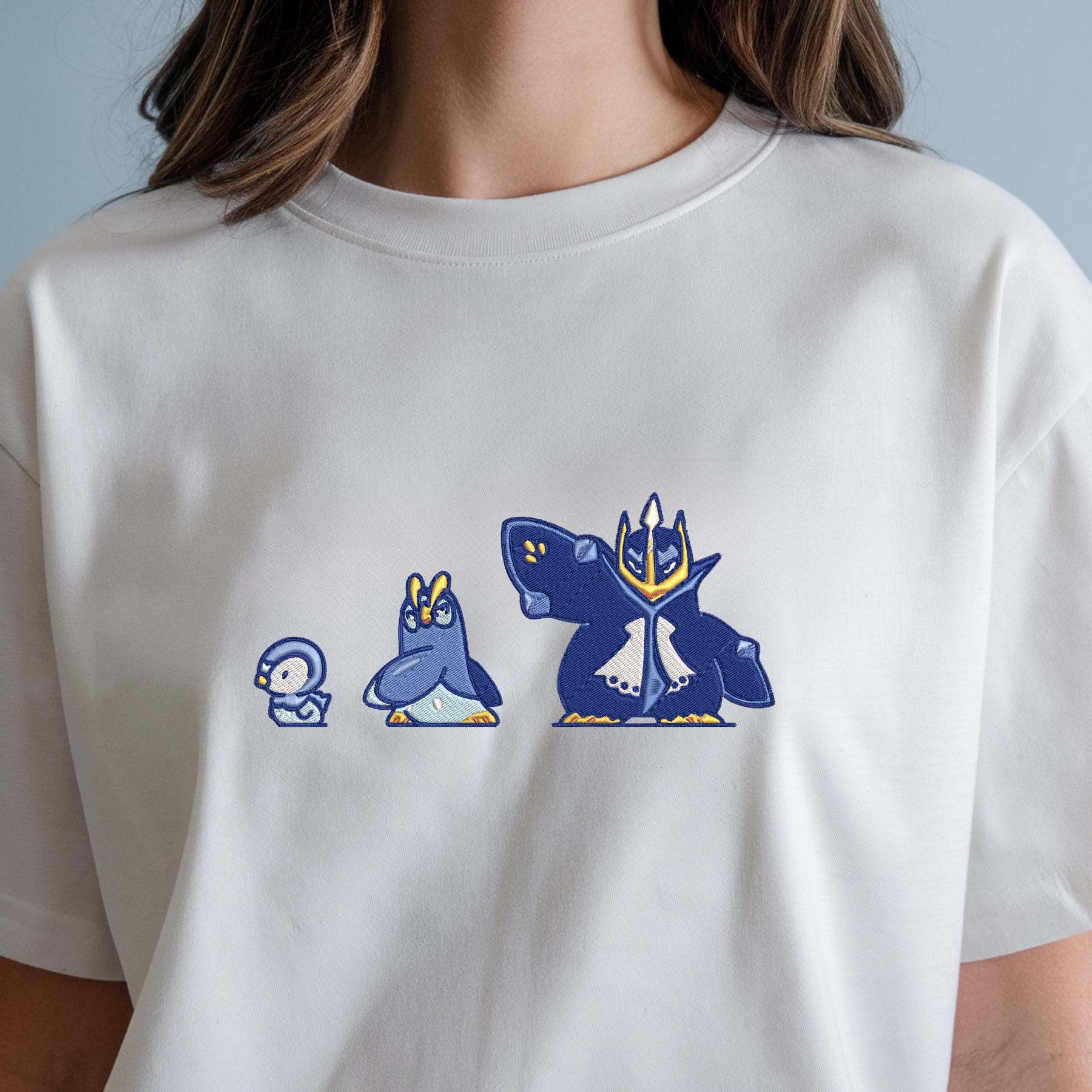 Embroidery Water Penguin PKM Sweatshirt Pilub Evolution 0393-0395 Anime Tshirt University Shirt Unisex