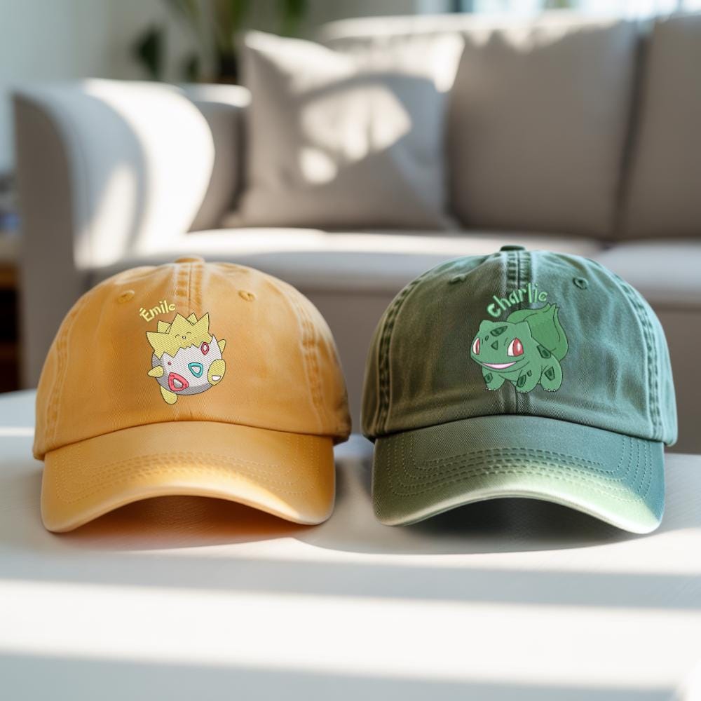 Embroidered Custom PKM Washed Hat Name Baseball Cap Personalized Gift For Anime Fan Pocket Beast Embroidered Custom PKM Washed Hat Name Baseball Cap Personalized Gift For Anime Fan Pocket Beast