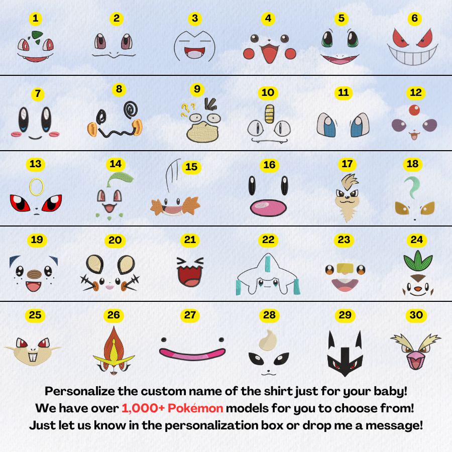 Personalized Poke Face Embroidered Sweatshirt Cute Birthday Shirt Custom Pkm Gift For PKM Fan