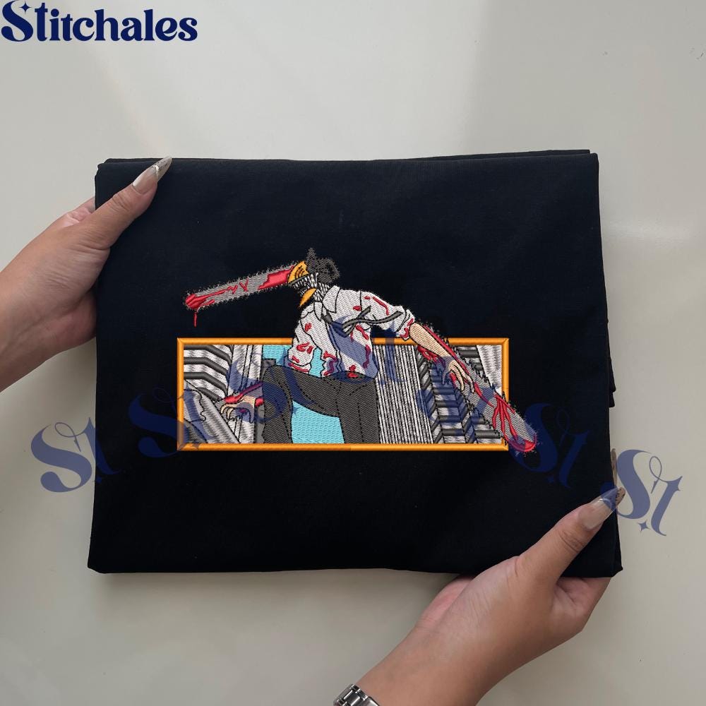 Embroidered Anime Sweatshirt: Hybrid Devil And Fiend Design Gifts For Chainsaw Lovers