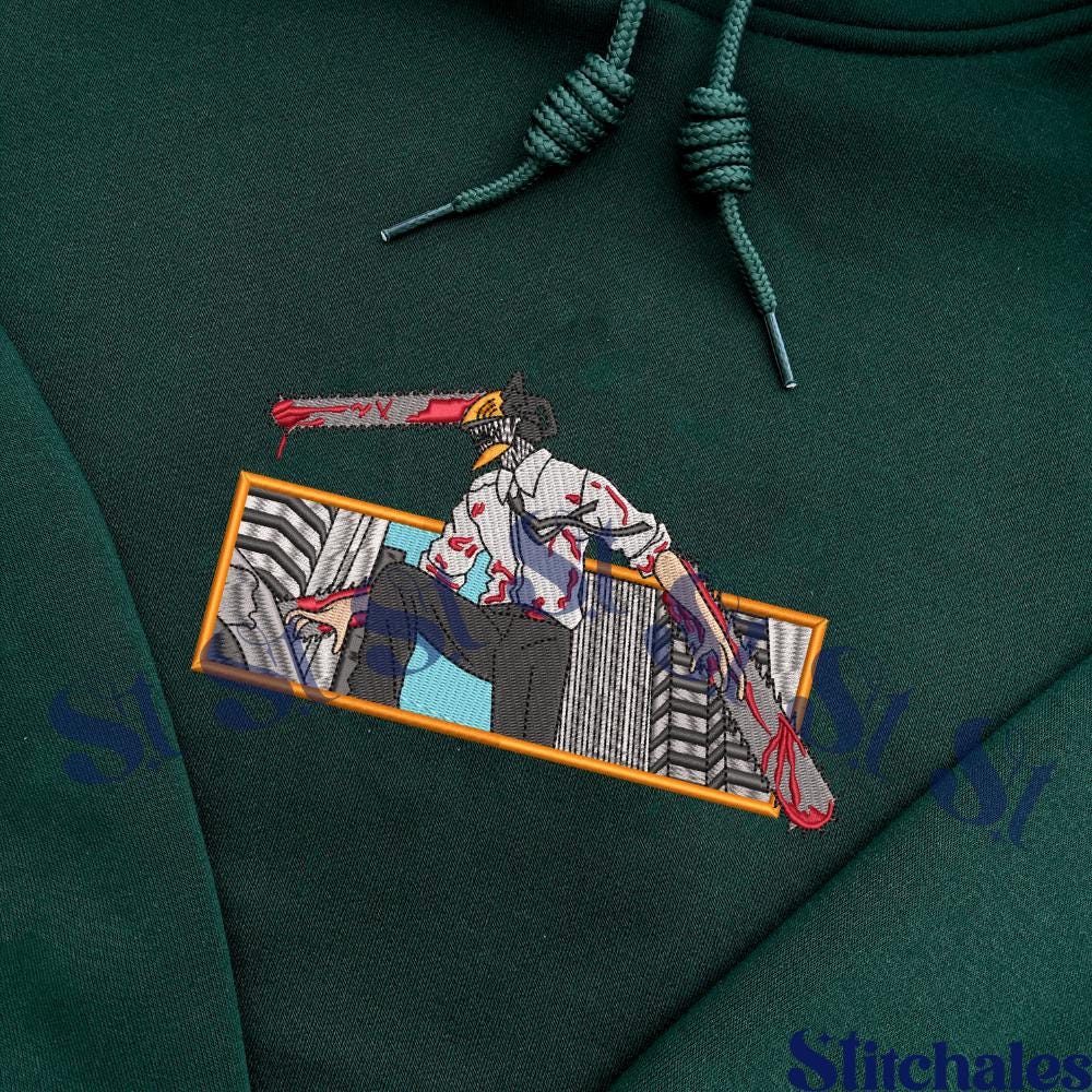 Embroidered Anime Sweatshirt: Hybrid Devil And Fiend Design Gifts For Chainsaw Lovers Embroidered Anime Sweatshirt: Hybrid Devil And Fiend Design Gifts For Chainsaw Lovers