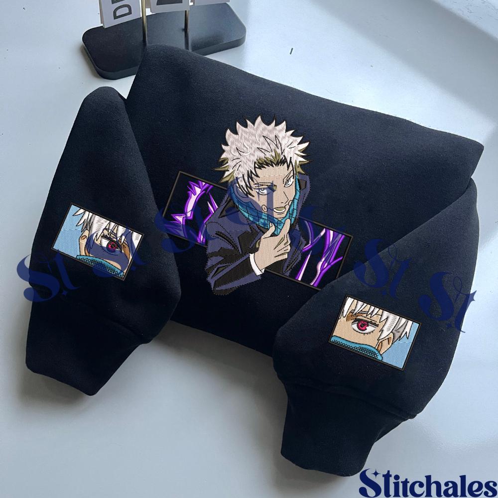 Embroidered Anime Sweatshirt: Cursed Speech Technique Design Gifts For JJK Lovers Embroidered Anime Sweatshirt: Cursed Speech Technique Design Gifts For JJK Lovers