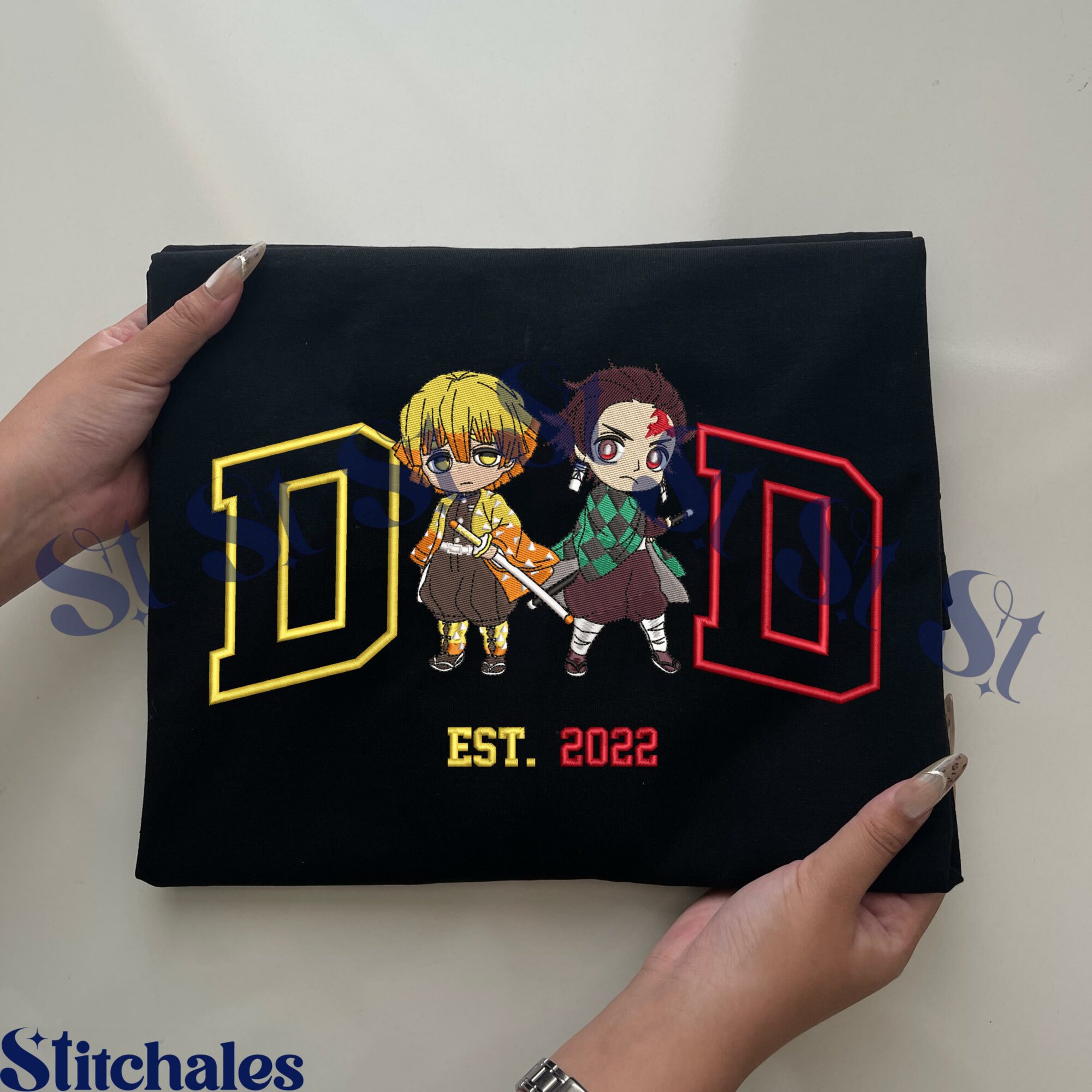 Custom Embroidered Anime Sweatshirt Personalized Demon Killer Hoodie Dad Name & Year Shirt Fathers Day Gifts For KnY Lovers