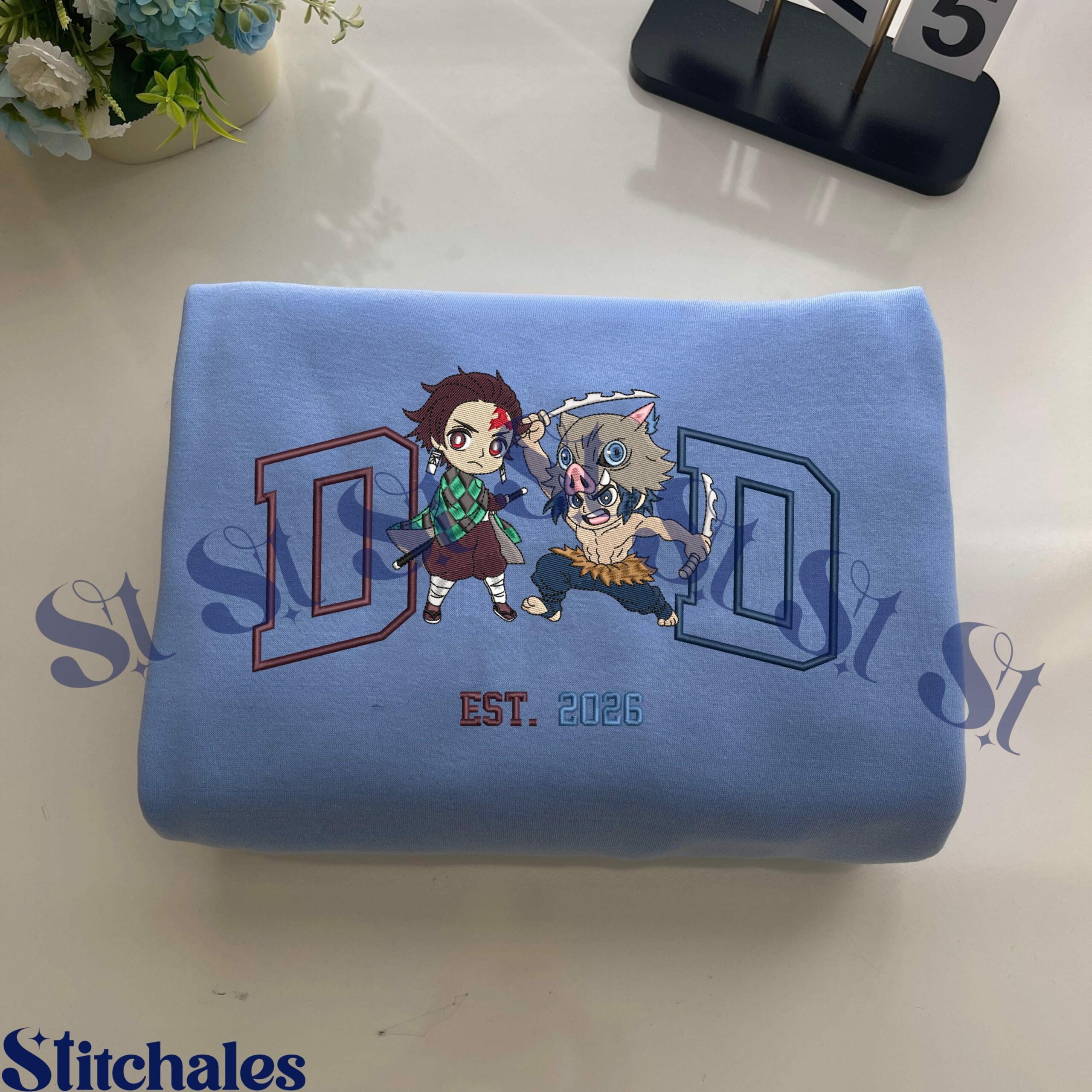Custom Embroidered Anime Sweatshirt Personalized Demon Killer Hoodie Dad Name & Year Shirt Fathers Day Gifts For KnY Lovers Custom Embroidered Anime Sweatshirt Personalized Demon Killer Hoodie Dad Name & Year Shirt Fathers Day Gifts For KnY Lovers