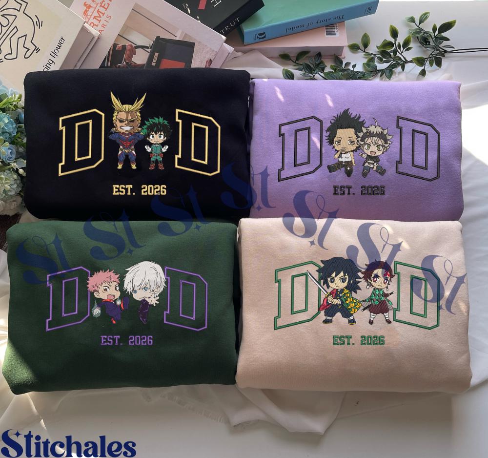 Personalized Dad Anime Embroidered Sweatshirt Custom Characters Embroidery AnimeDad TShirt Fathers Day Gifts For Lovers Personalized Dad Anime Embroidered Sweatshirt Custom Characters Embroidery AnimeDad TShirt Fathers Day Gifts For Lovers