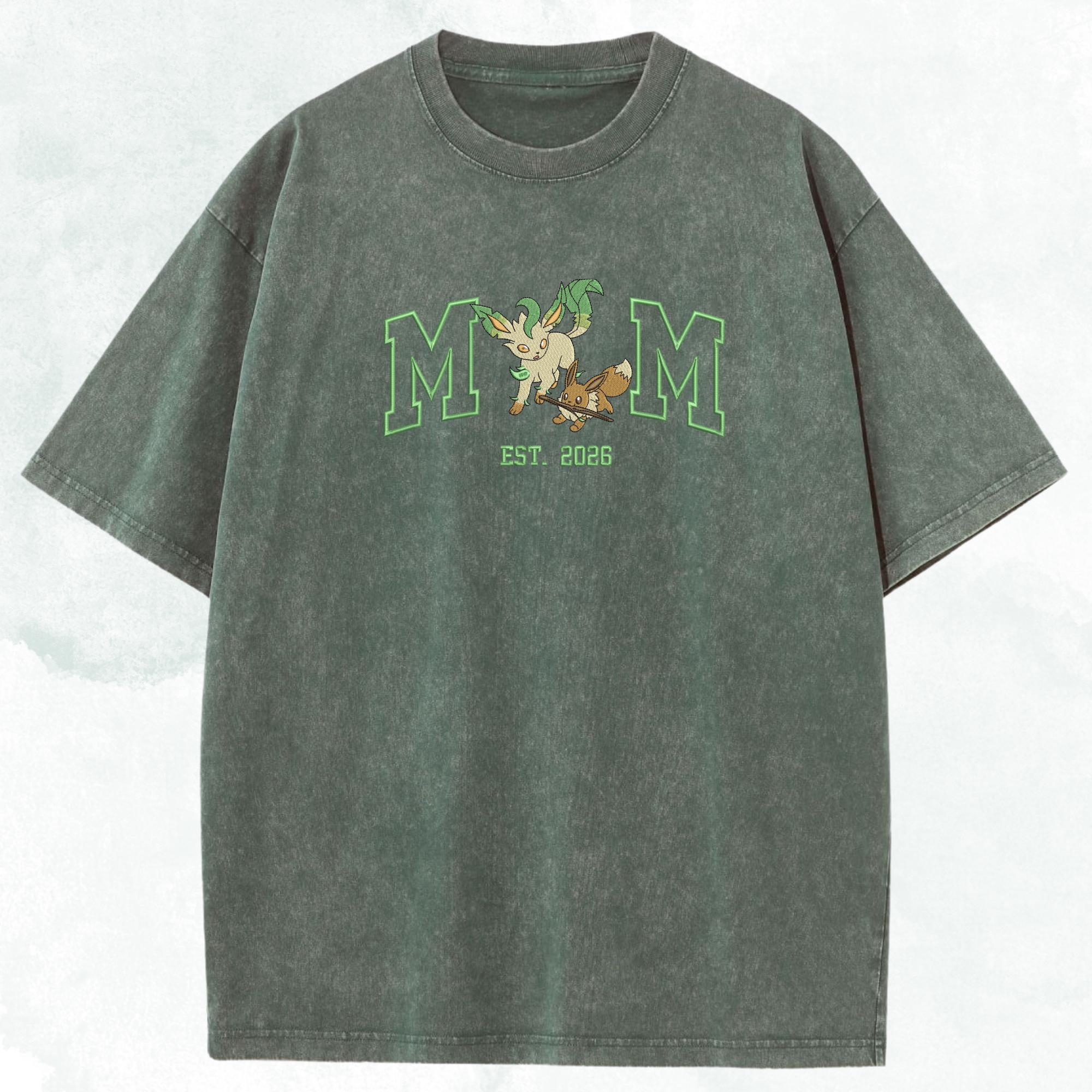 Custom PokaMom Embroidered Washed Shirt Cute Pocket Beast Mum Tee Birthday Gift For Mama Personalized Mother’s Day Tshirt