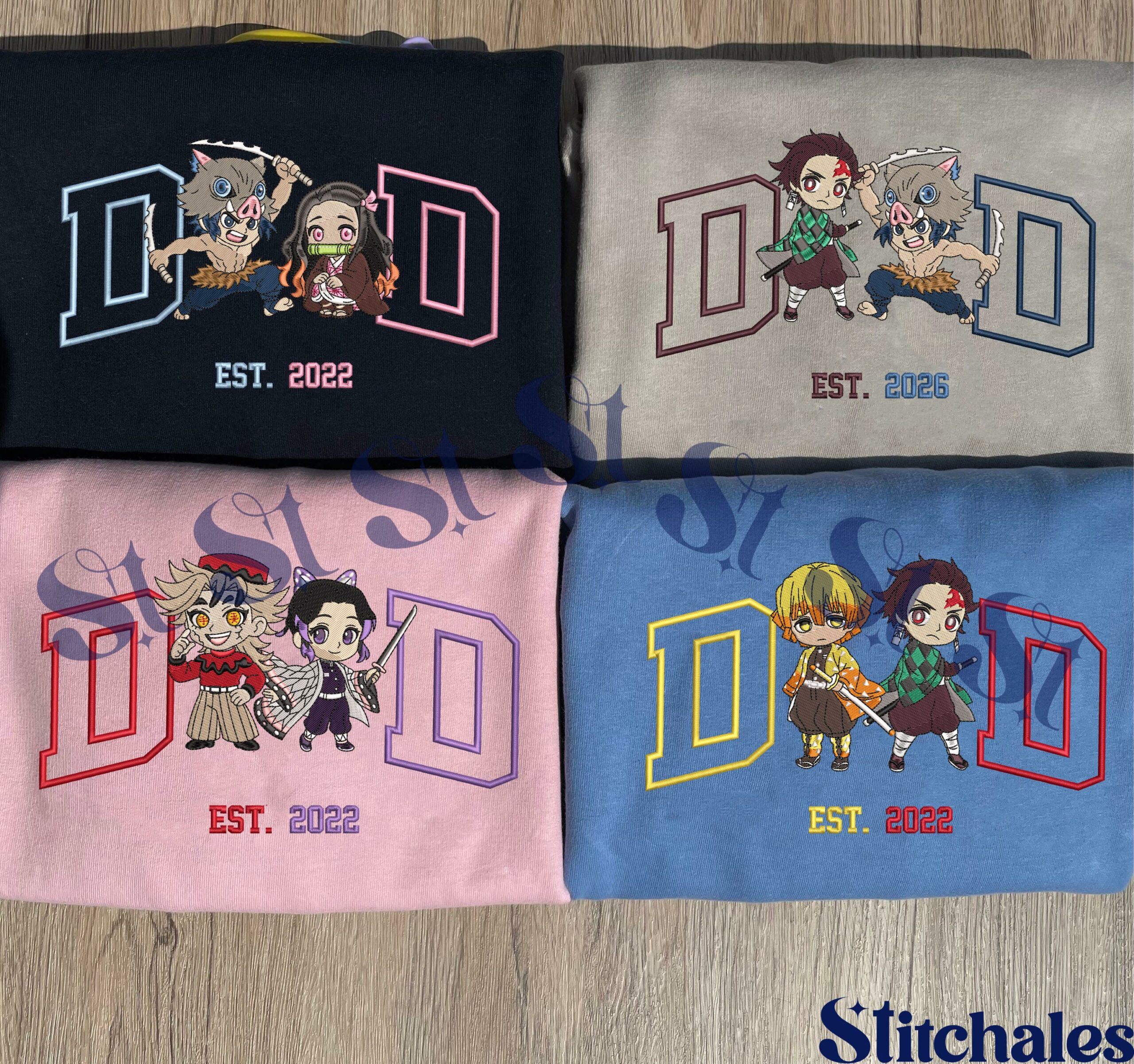 Custom Embroidered Anime Sweatshirt Personalized Demon Killer Hoodie Dad Name & Year Shirt Fathers Day Gifts For KnY Lovers Custom Embroidered Anime Sweatshirt Personalized Demon Killer Hoodie Dad Name & Year Shirt Fathers Day Gifts For KnY Lovers