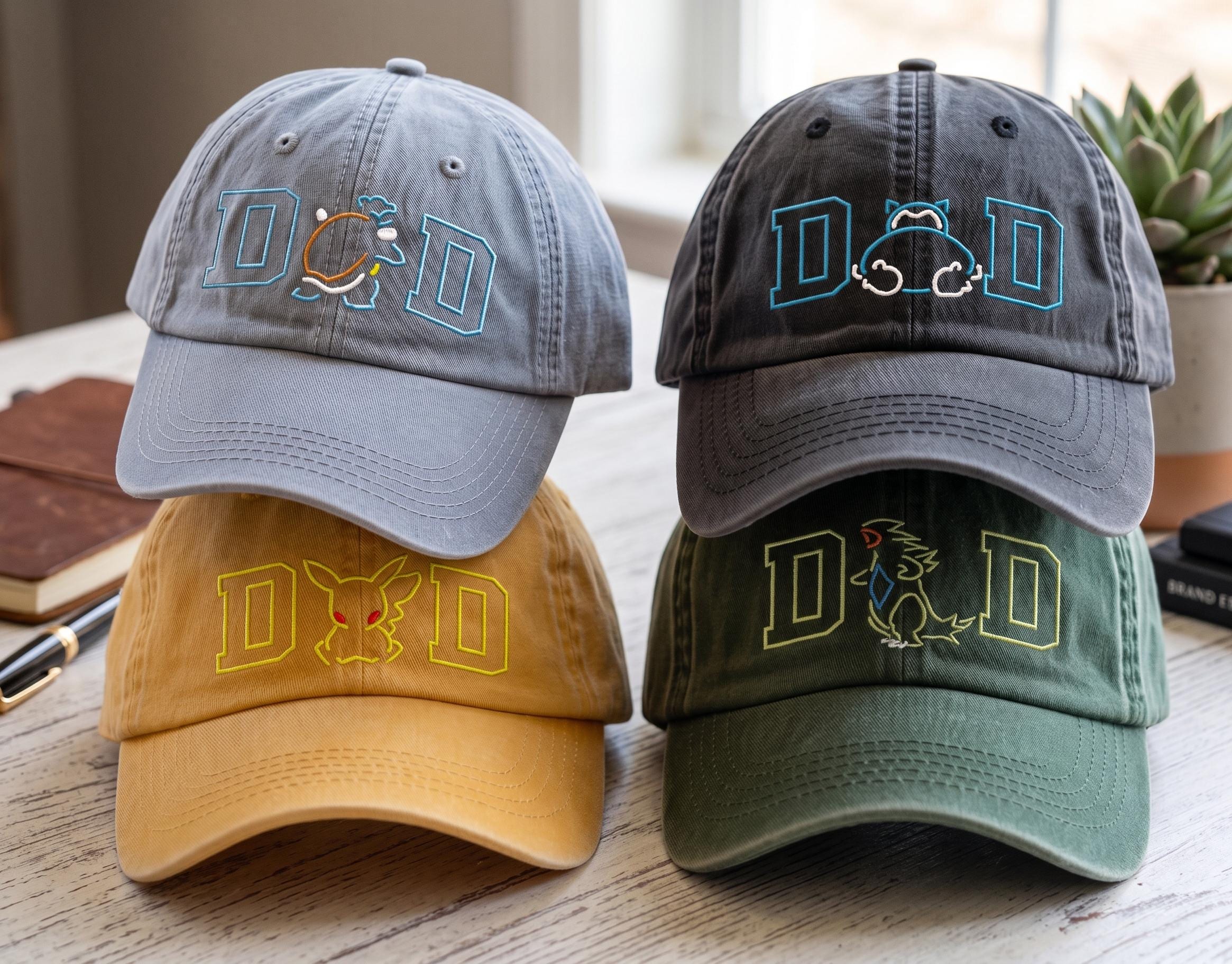 Custom PokaDad Line Art Embroidered Washed Hat Minimalism Dad Gift Baseball For Father’s Day PokePapa Cap Custom PokaDad Line Art Embroidered Washed Hat Minimalism Dad Gift Baseball For Father’s Day PokePapa Cap