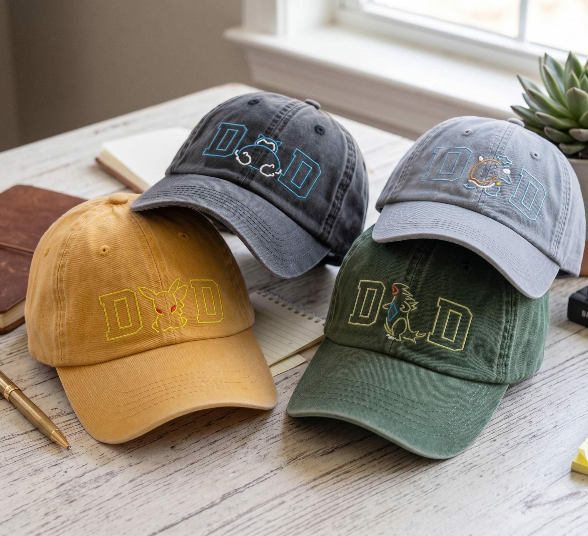 Custom PokaDad Line Art Embroidered Washed Hat Minimalism Dad Gift Baseball For Father's Day PokePapa Cap 2 Custom PokaDad Line Art Embroidered Washed Hat, Minimalism Dad Gift, Baseball Washed Hat for Father's Day, PokePapa Cap