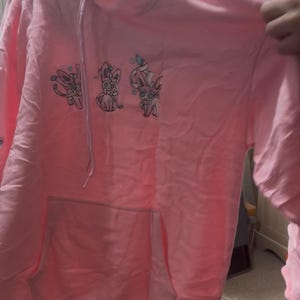Embroidery Syveon PKM Ribbon Sweatshirt Eve Evolution Fairy Cute Charm Anime Hoodie Trendy Coquette Bow Gift For Fan photo review