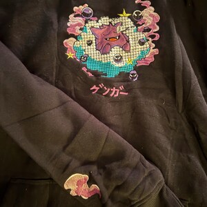 Embroidery Custom Gengar Greninja Sweatshirt On The Cloud Anime Tshirt Pokemon University Shirt Unisex photo review